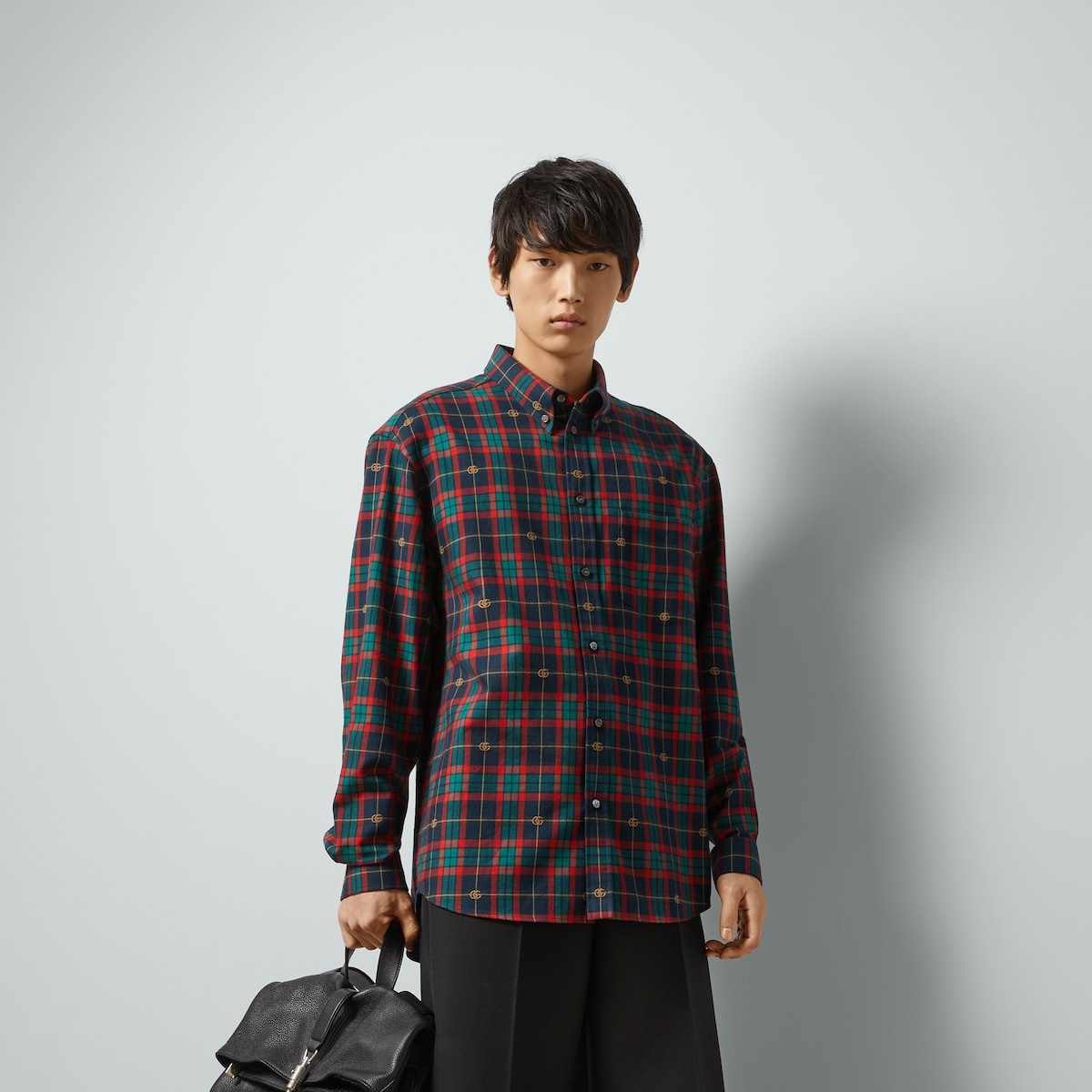 Double G tartan cotton shirt - 5