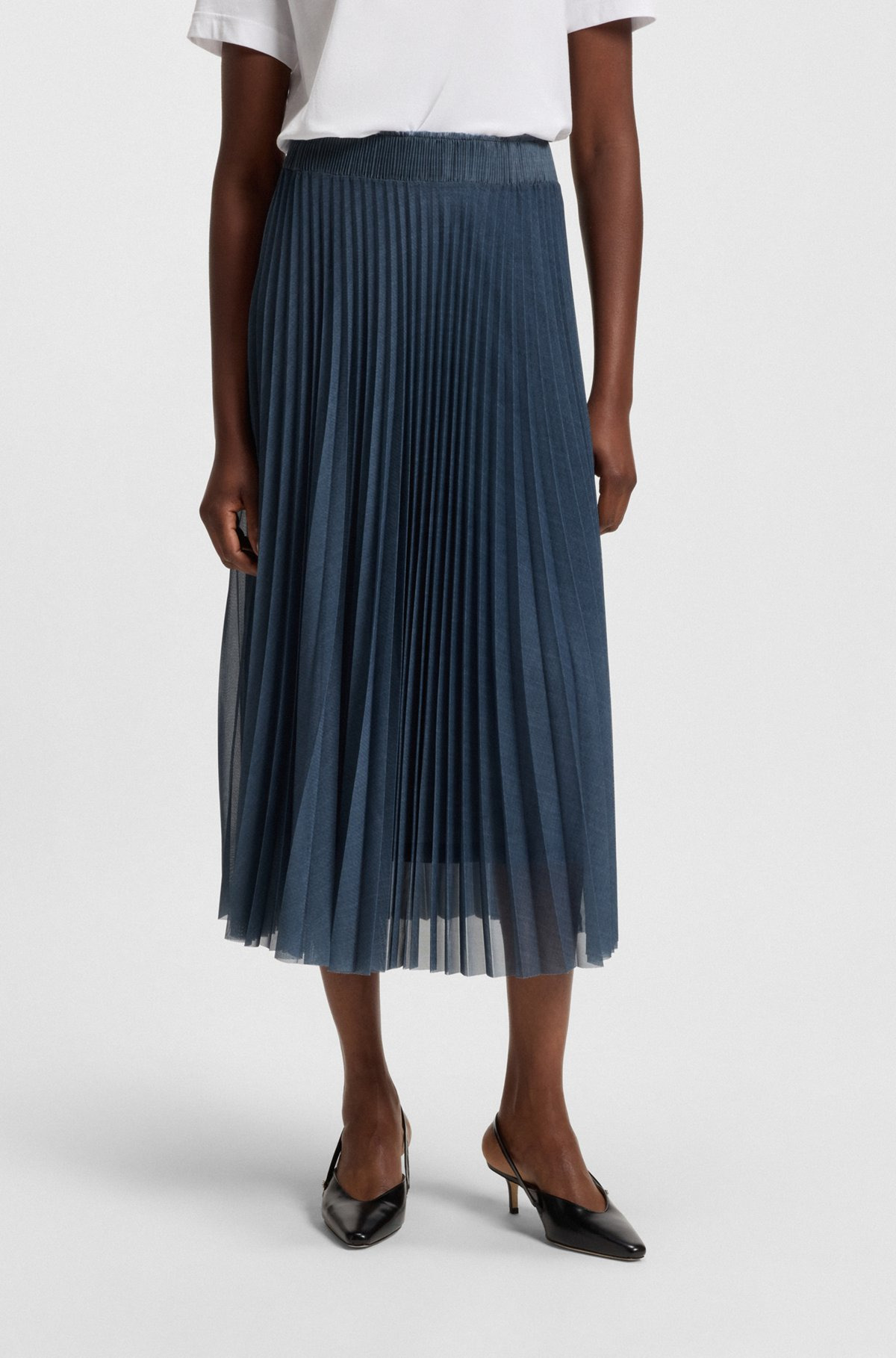 LINED TULLE SKIRT WITH PLISSÉ PLEATS - 2