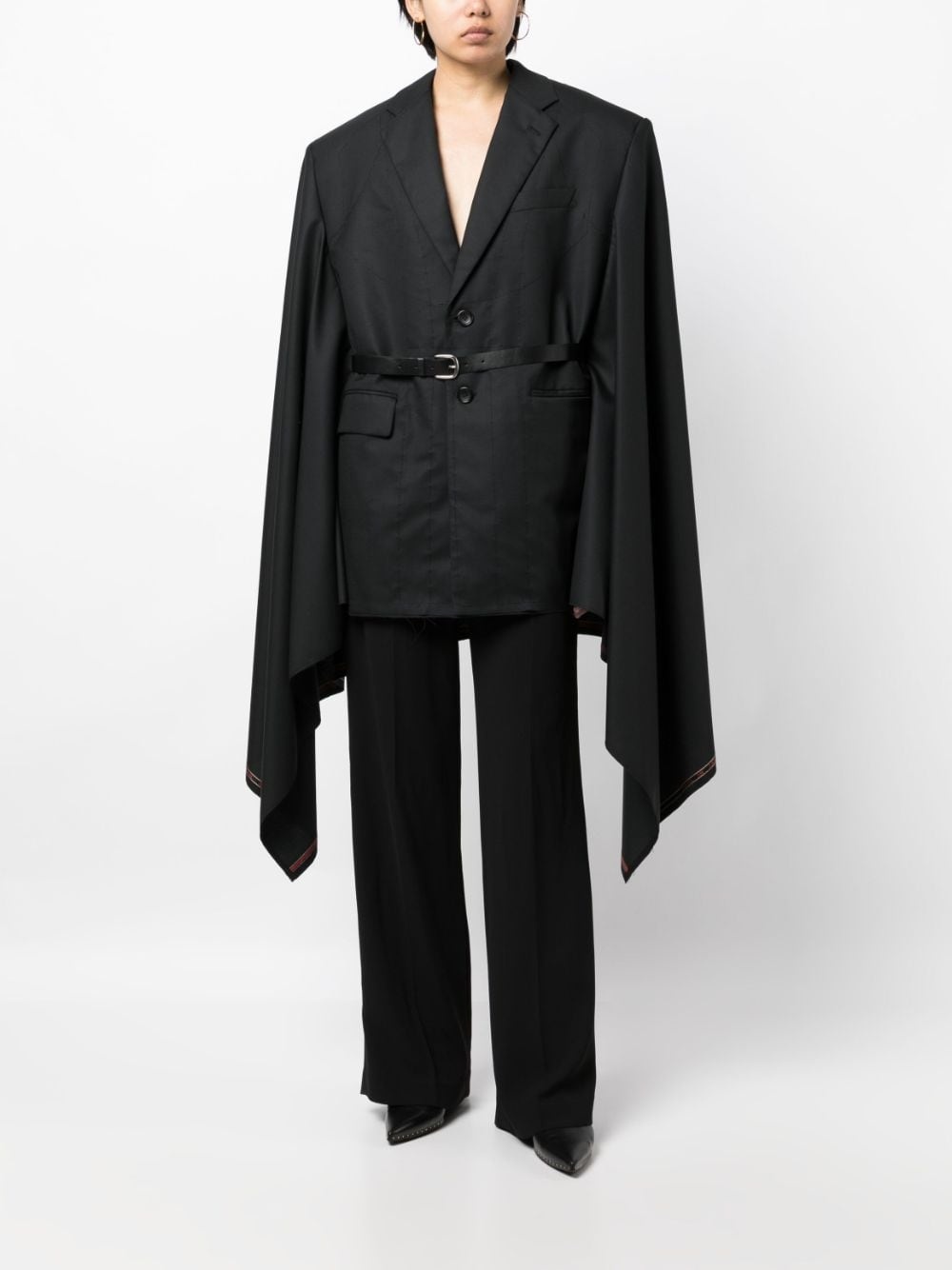 Belted wool cape blazer - 2