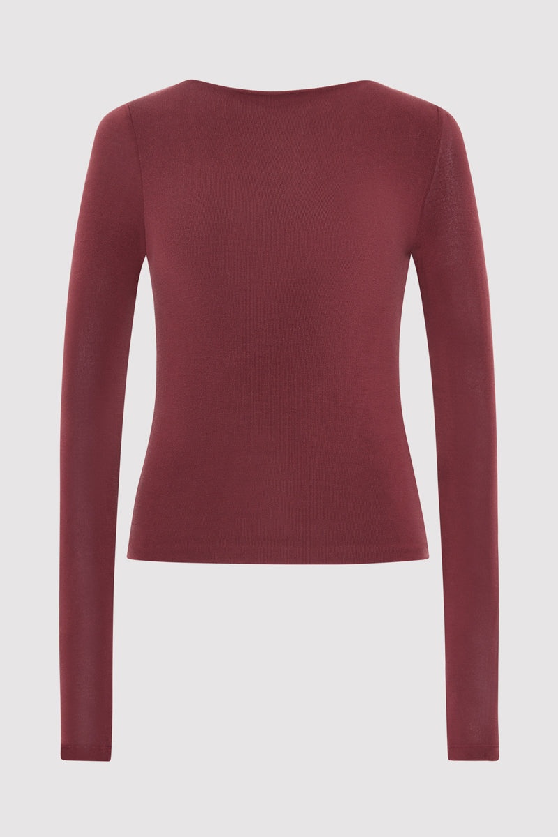 Bateau Long Sleeve Jersey Top - Currant - 1