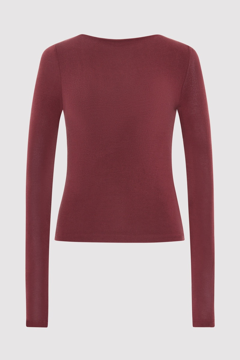 Bateau Long Sleeve Jersey Top - Currant 1