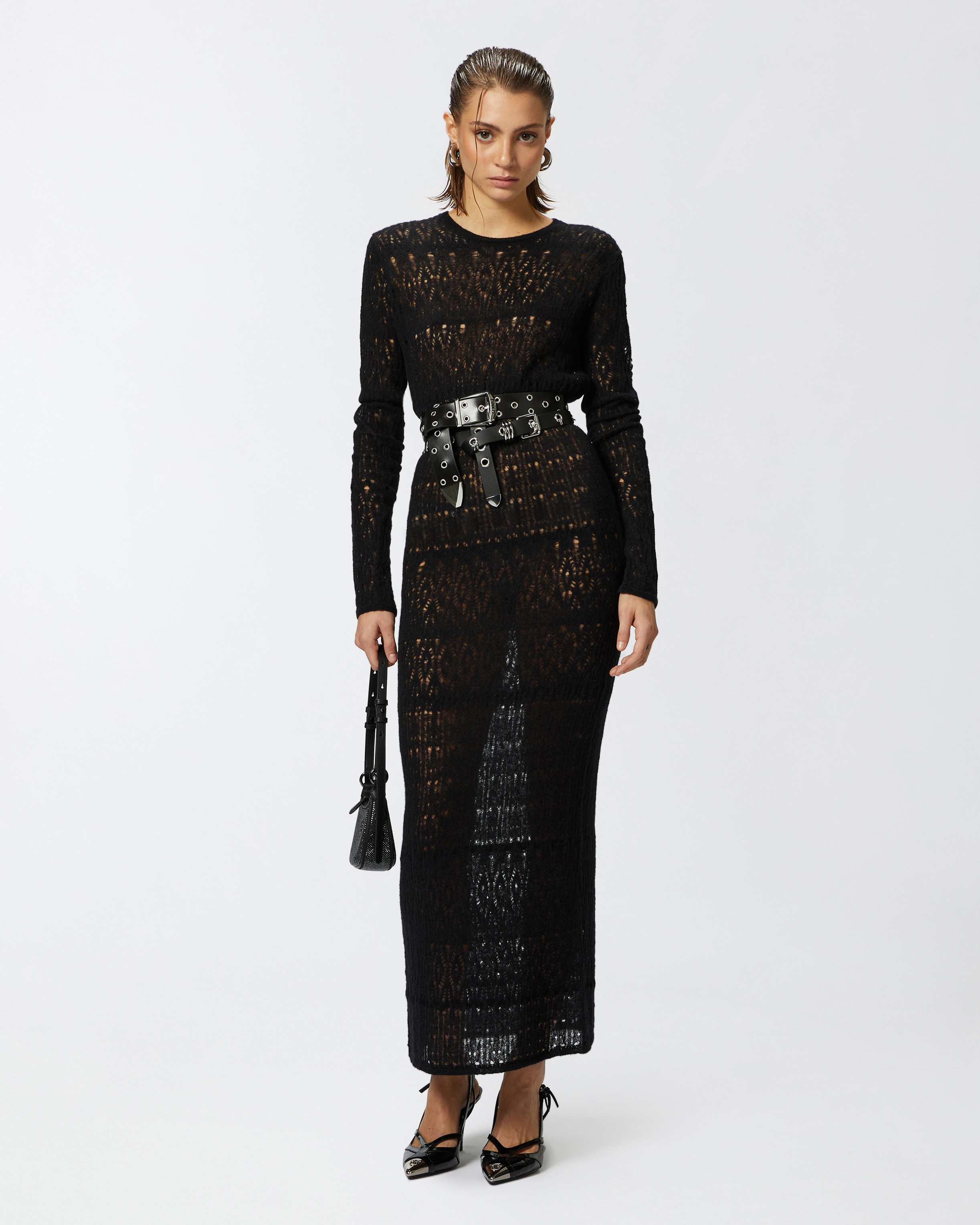 PERFORATED KNIT LONG DRESS - 2