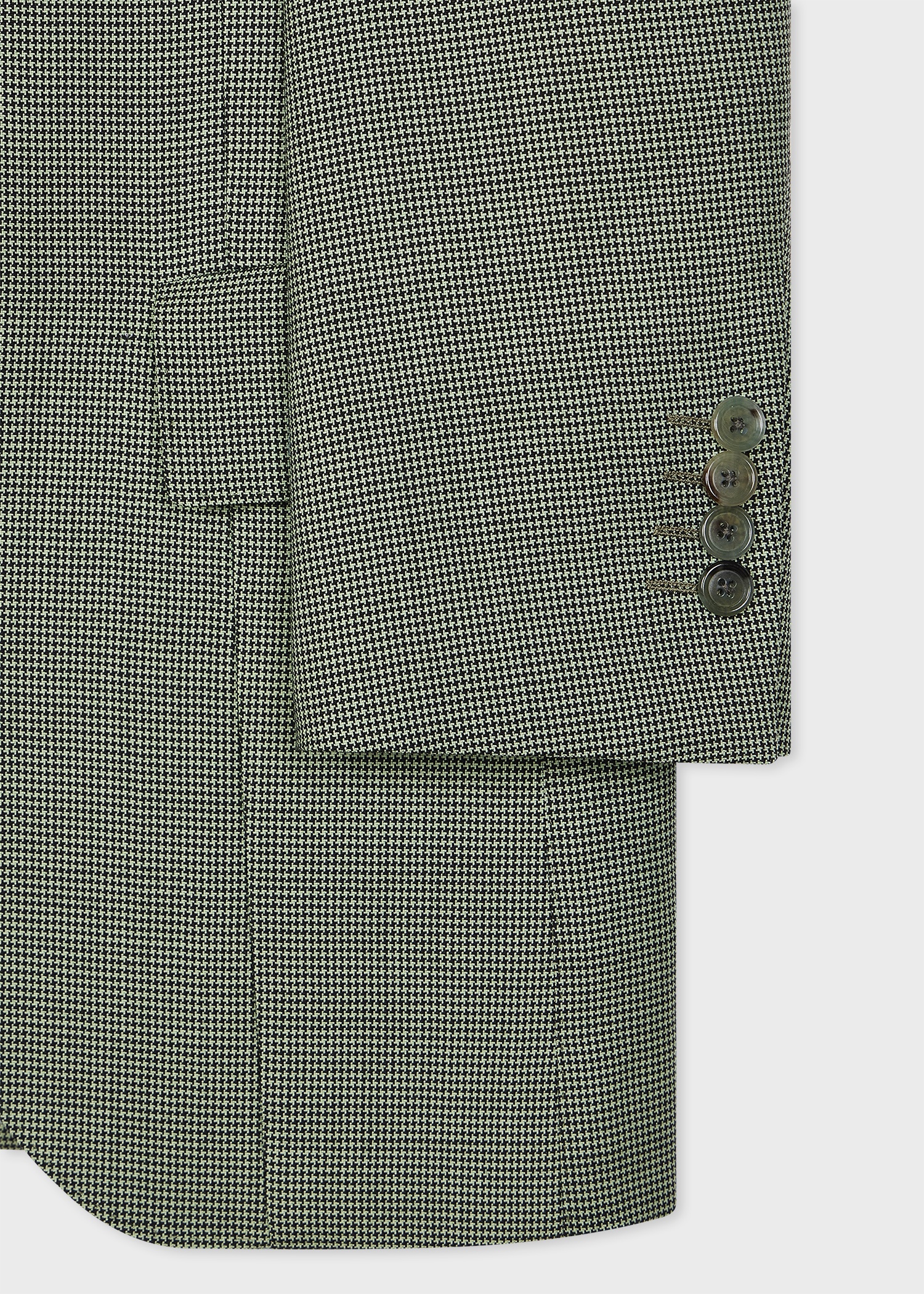 Green Houndstooth Wool Belted Back Blazer - 4