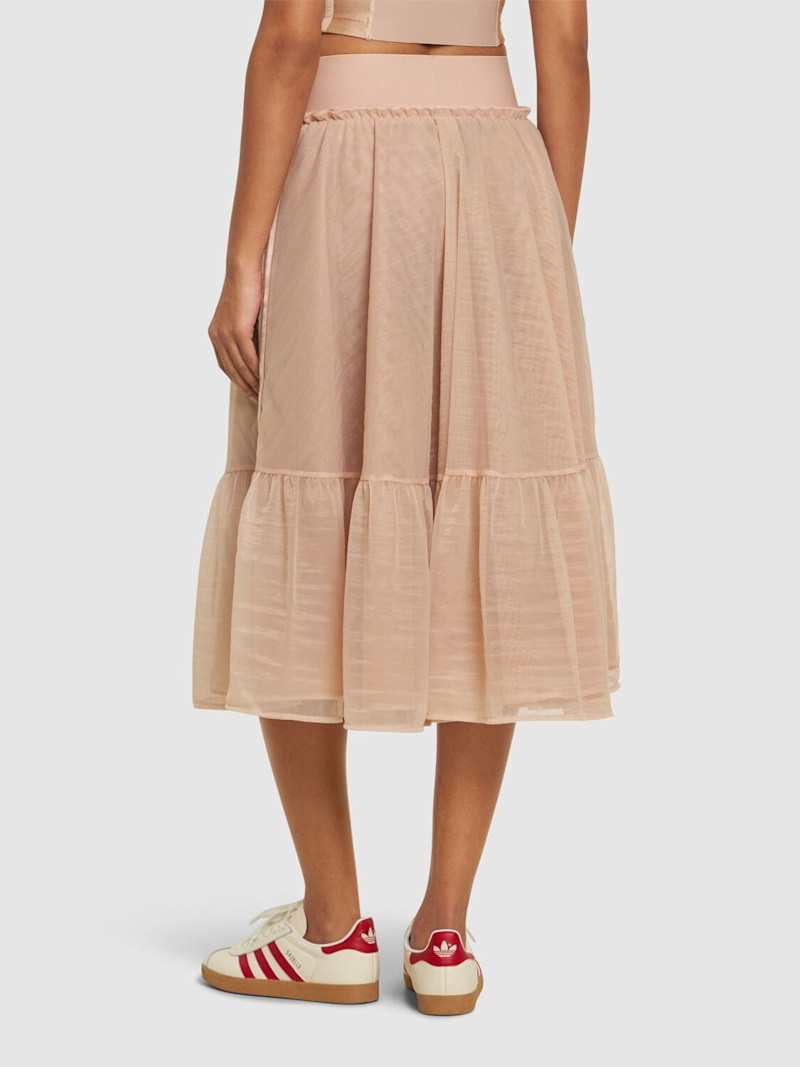 Logo waistband tulle maxi skirt - 3