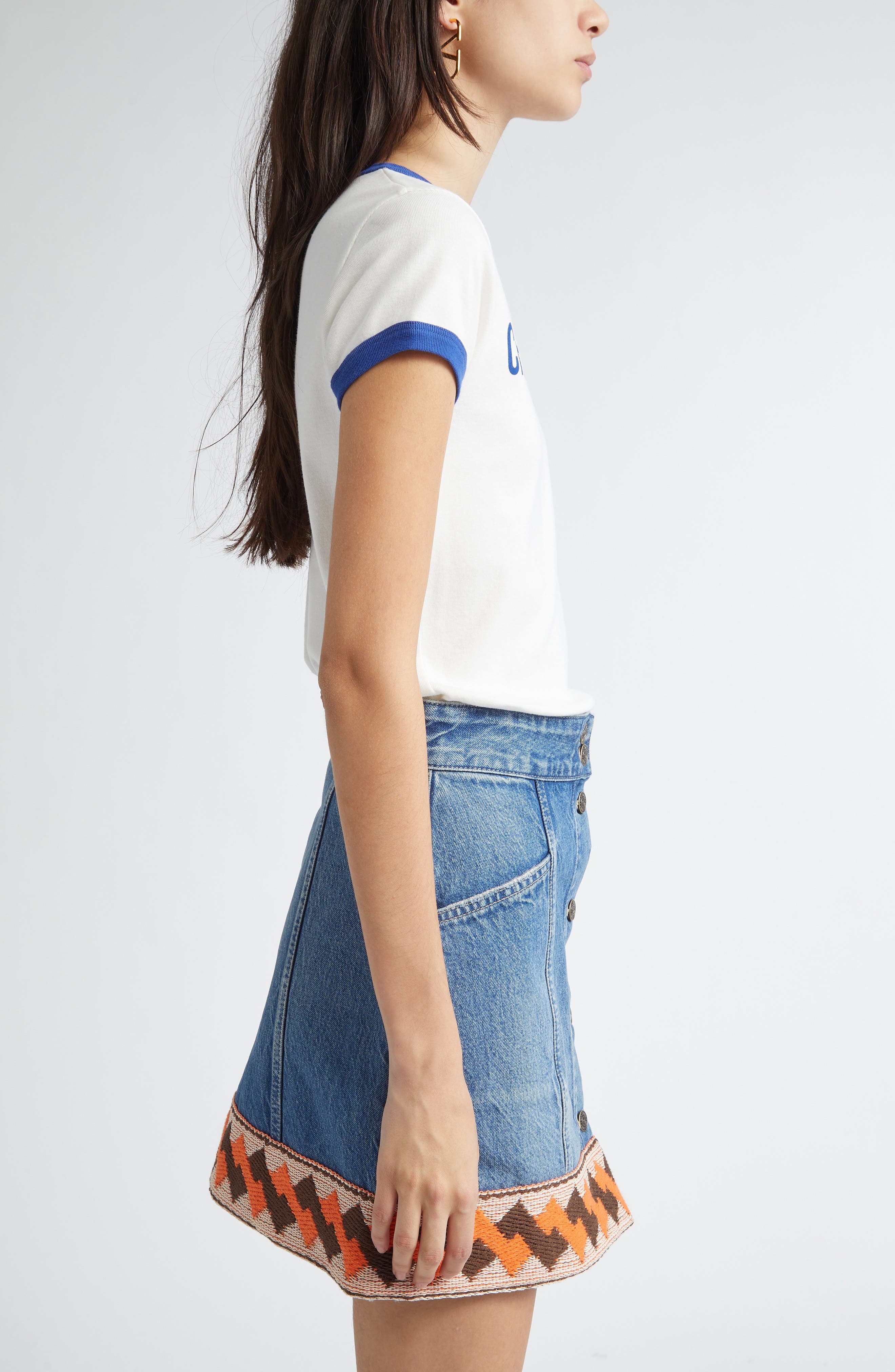 Valentino Garavani Chez Valentino Ringer T-Shirt in Ivory/Blue at Nordstrom - 3