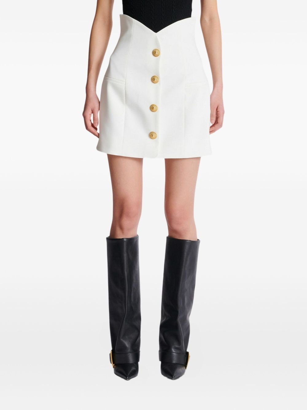 decorative-button mini skirt - 5