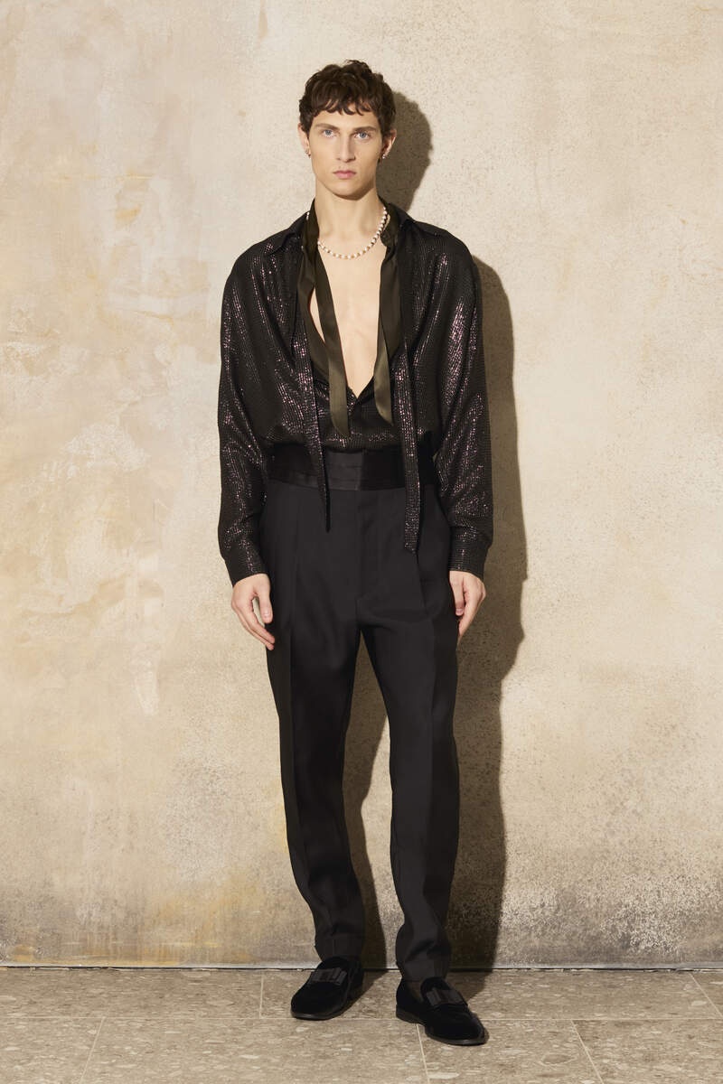 SATIN TIE DROPPED SHOULDER SHIRT - 5