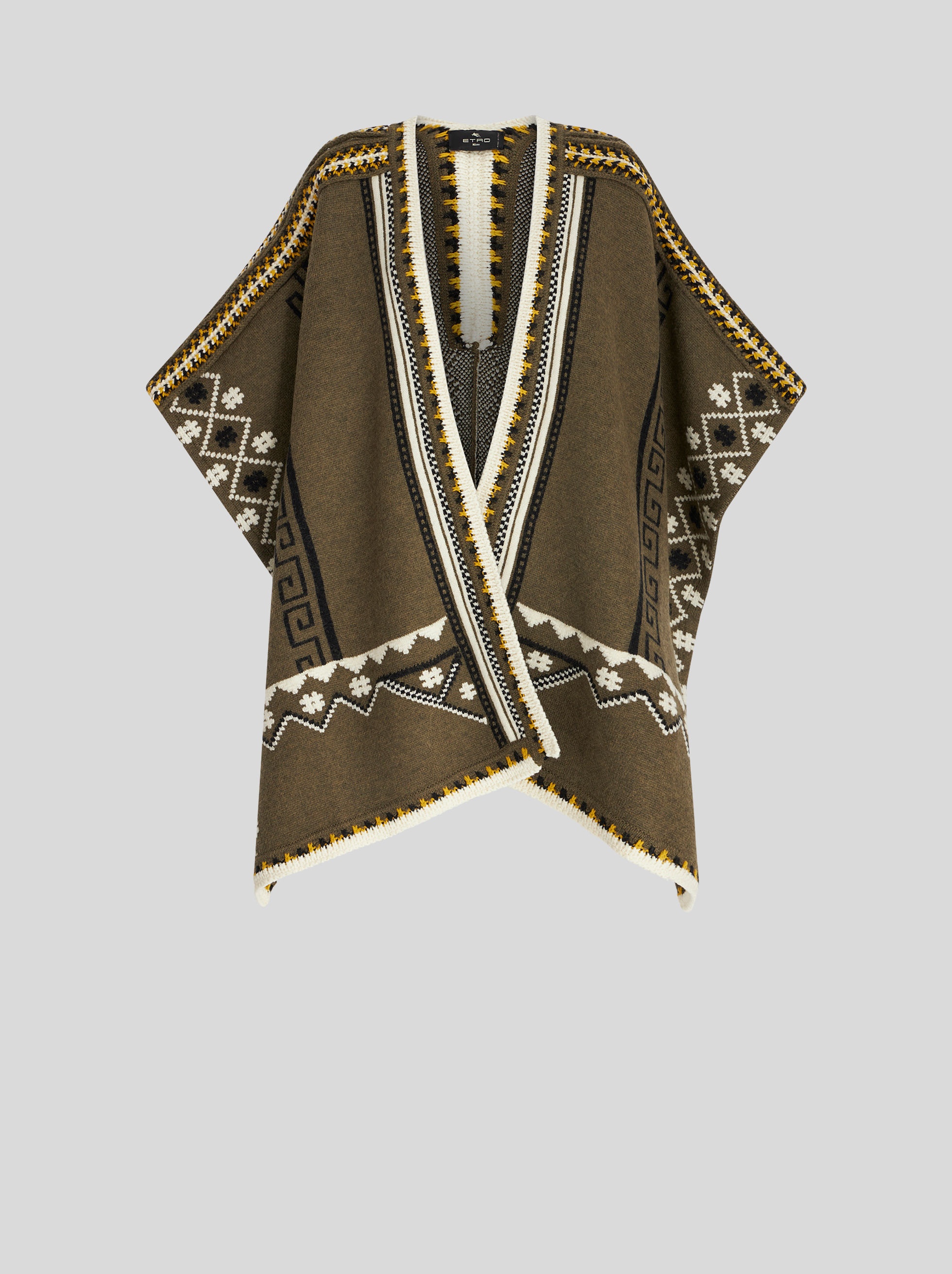 GEOMETRIC DESIGN JACQUARD CAPE - 1