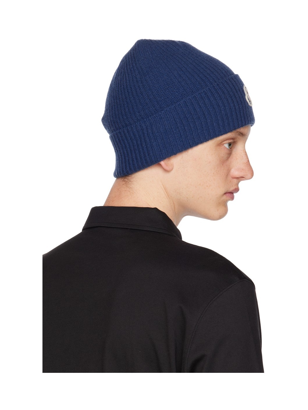 Blue Rolled Brim Beanie - 3