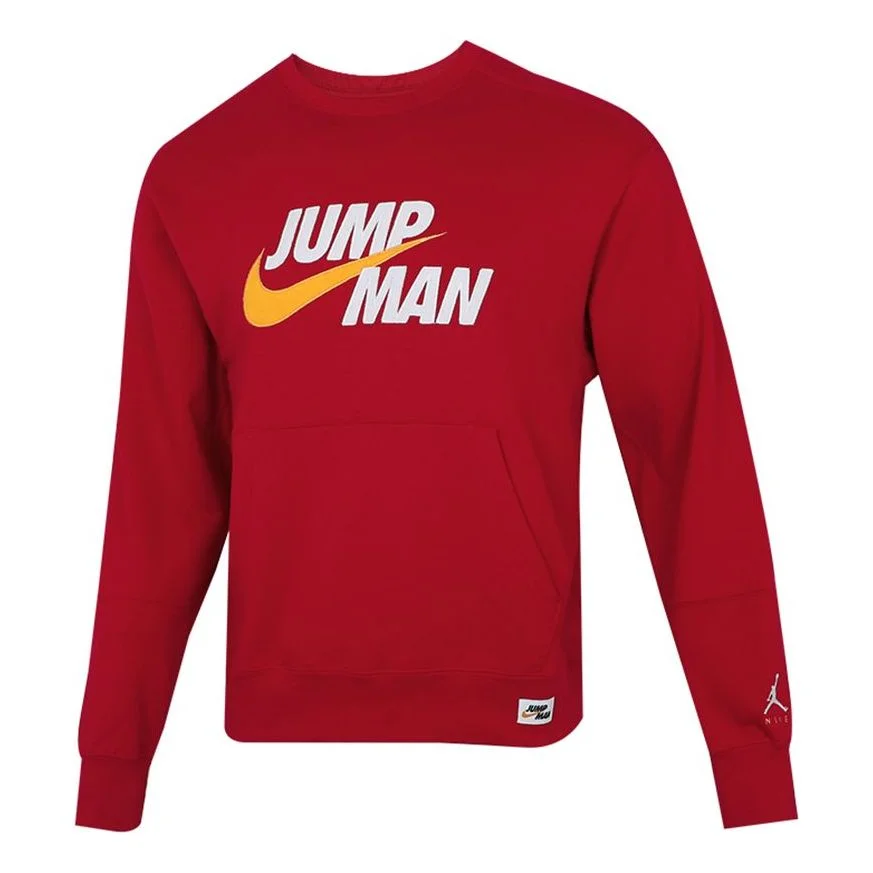 Men's Air Jordan Casual Sports Alphabet Printing Round Neck Pullover Red DA7195-677 - 1