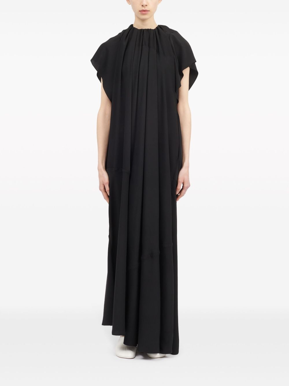 gathered short-sleeve maxi dress - 2