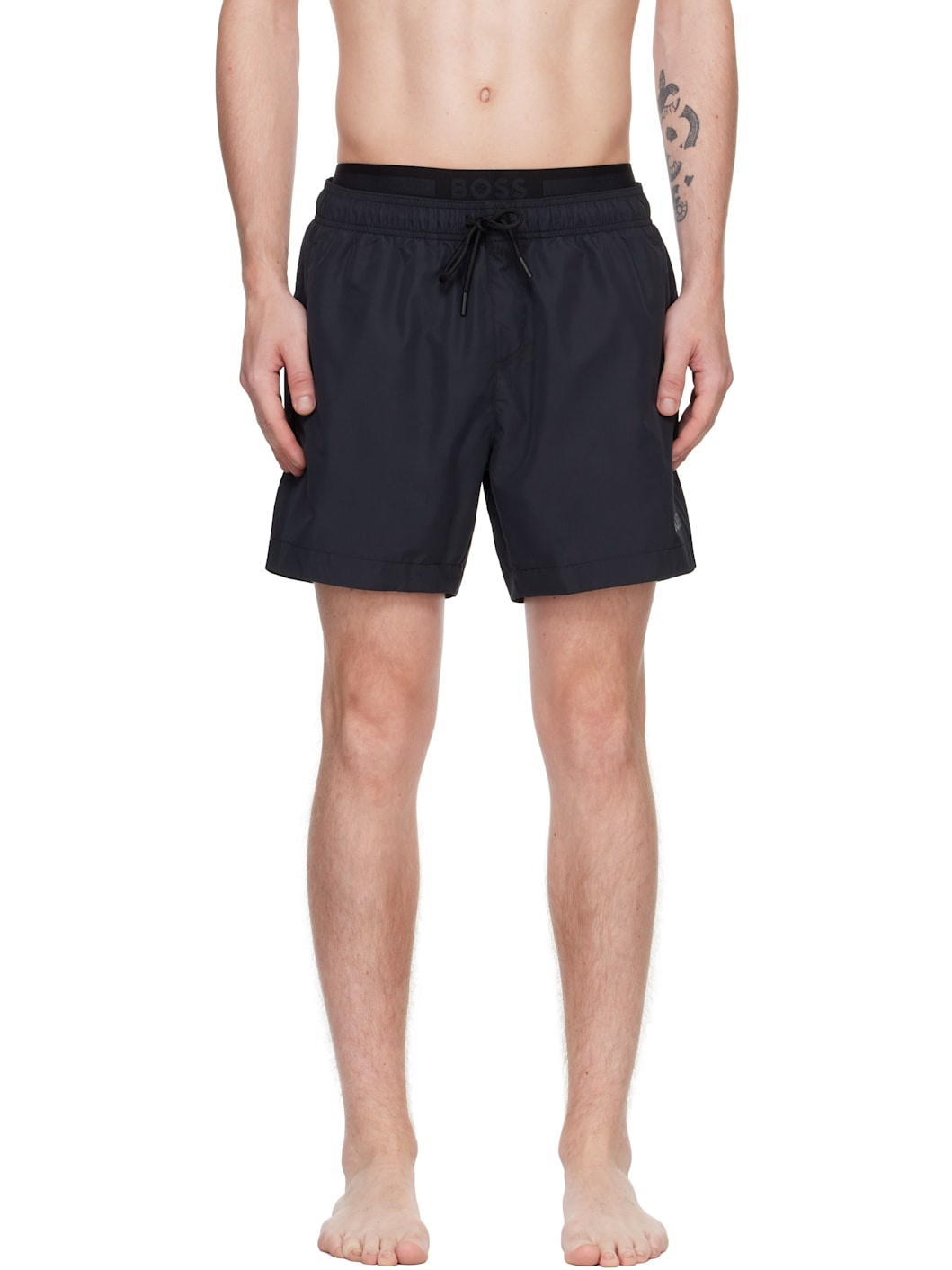 Black Layered Swim Shorts - 1