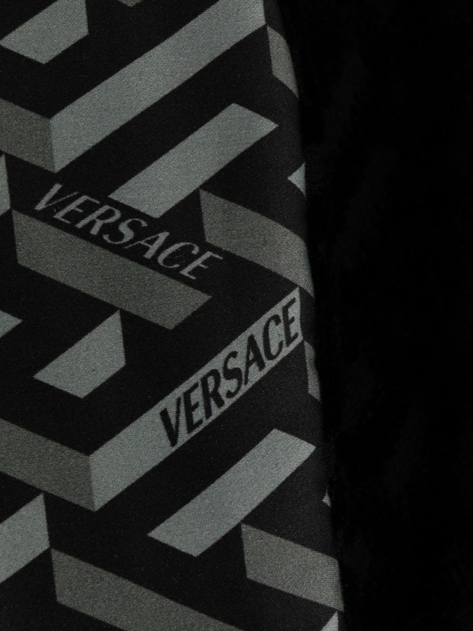 VERSACE Black La Greca Cotton Robe | REVERSIBLE