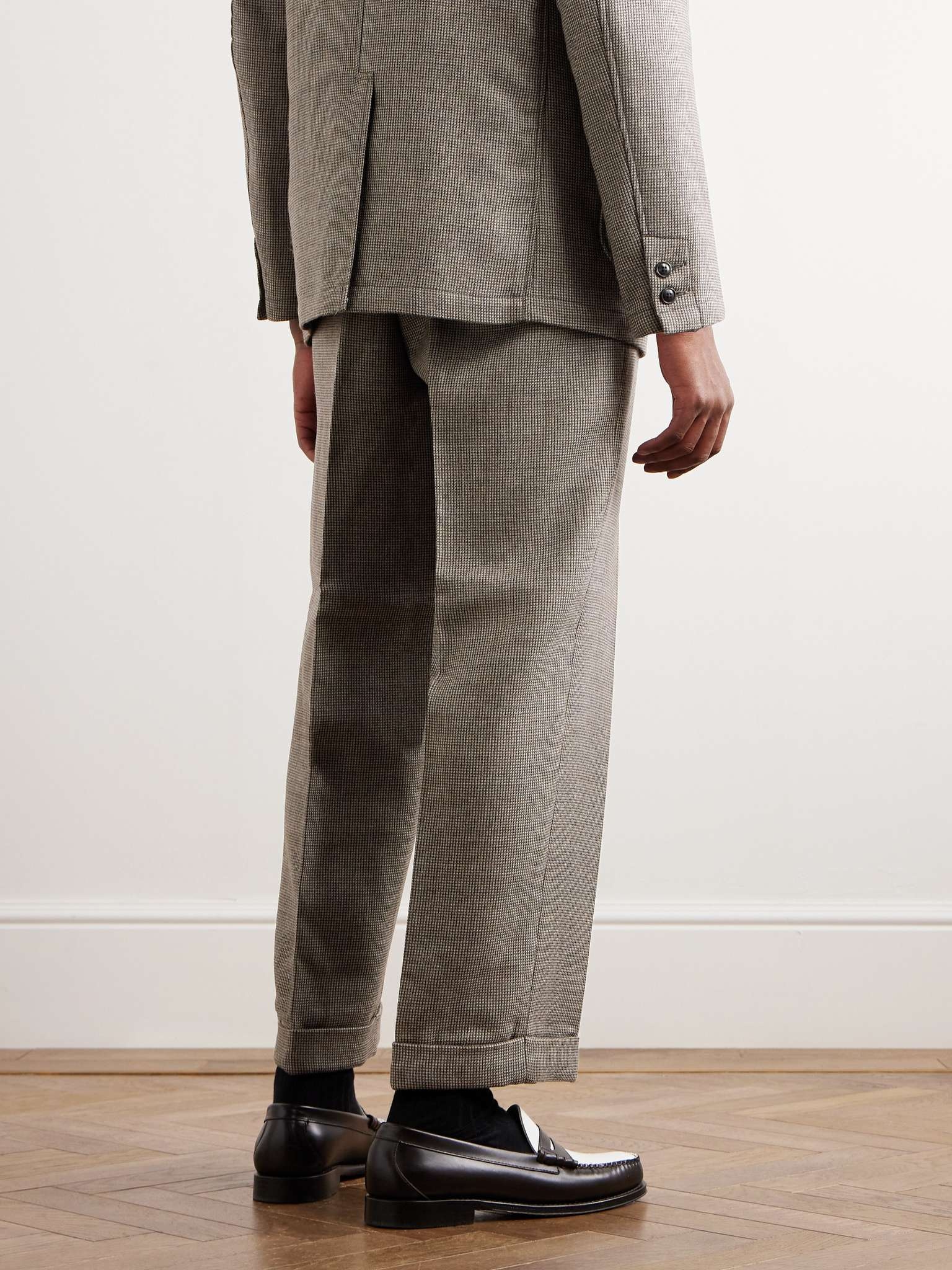 Straight-Leg Checked Wool Suit Trousers - 4