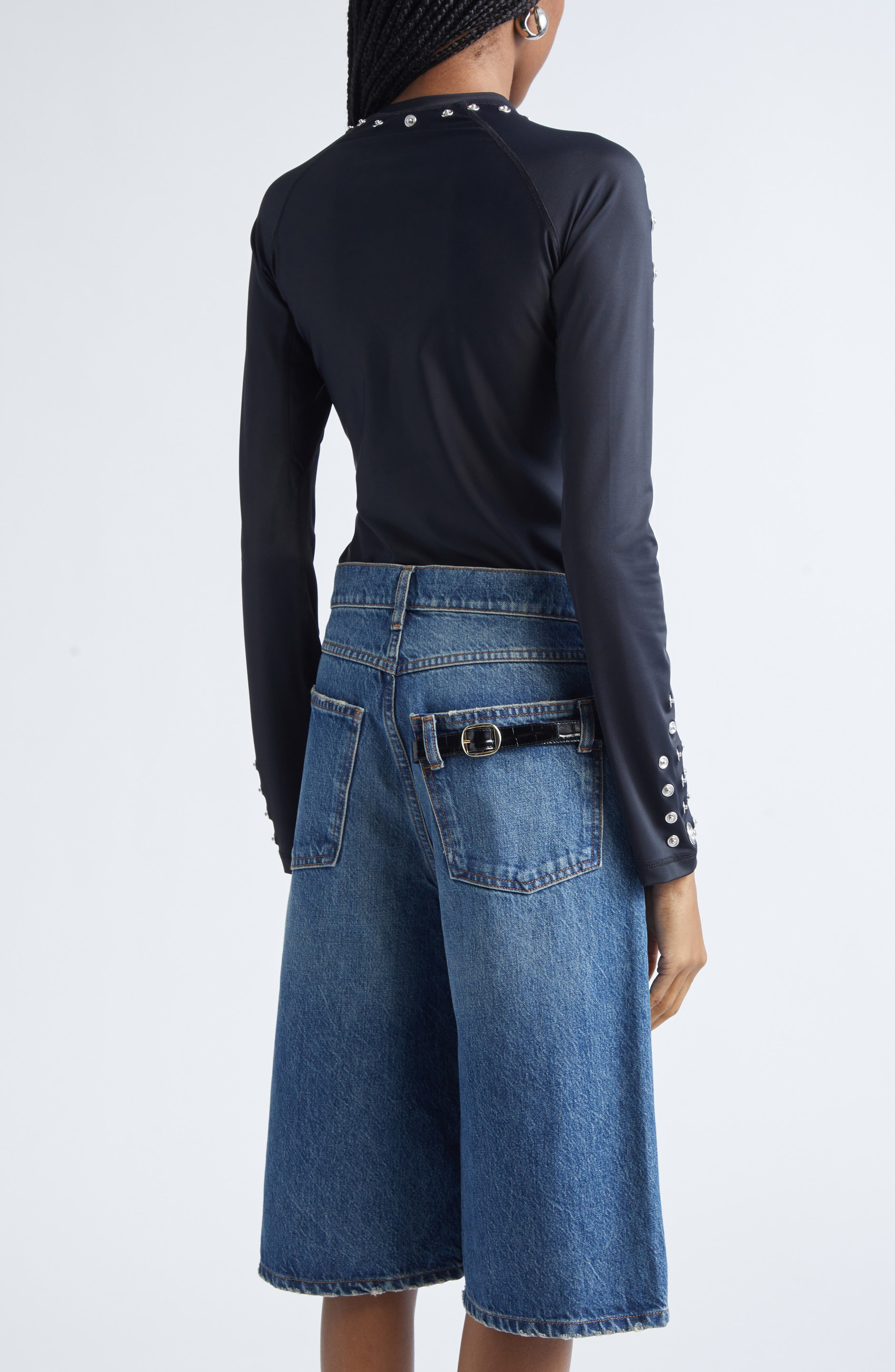 Coperni Snap Detail Jersey Top in Black at Nordstrom - 3