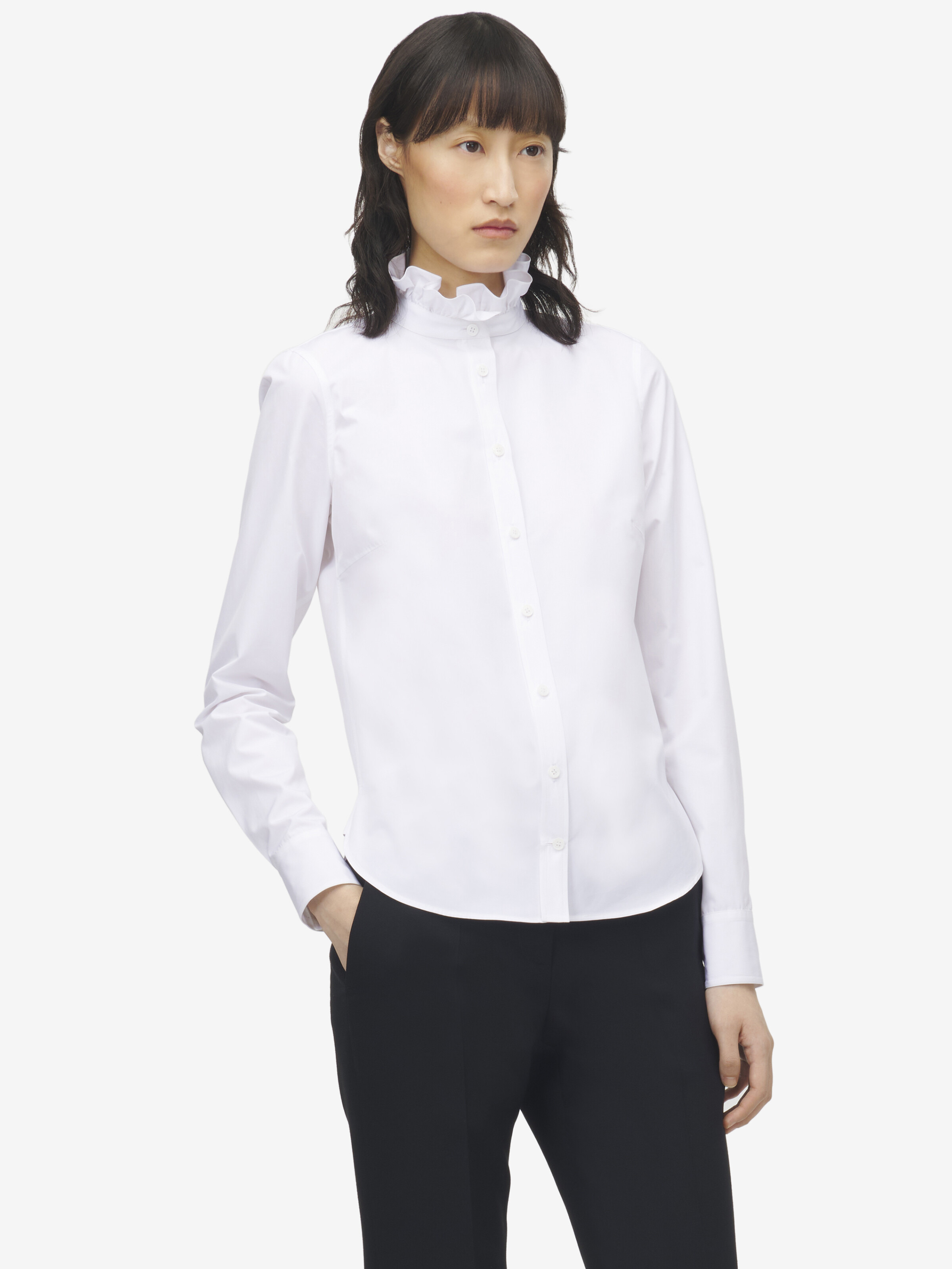Ruffle Neck Poplin Shirt - 2