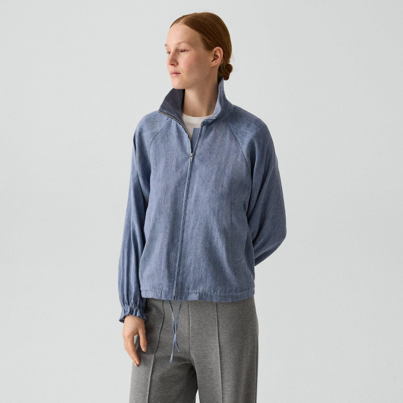 Collared Zip Jacket in Fluid Linen 3