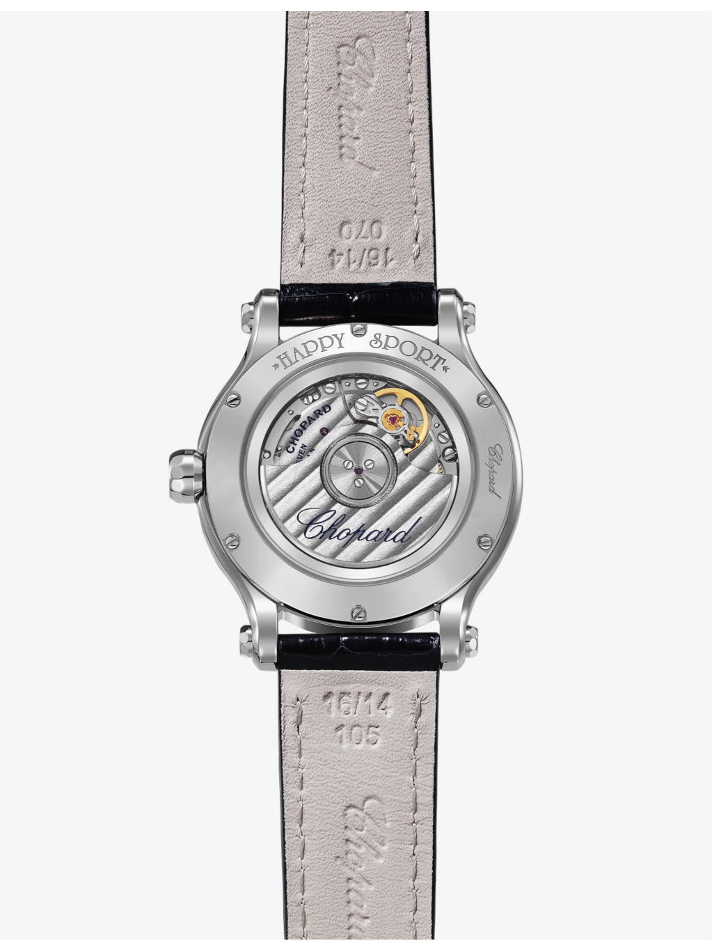 278608-3001 Happy Sport alligator-embossed leather, stainless-steel and 0.25ct diamond self-winding  - 4