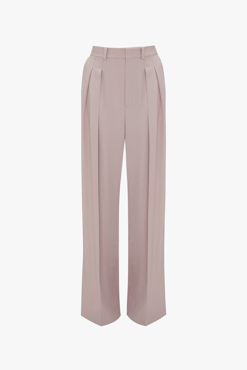 Double Pleat Trouser In Rose Quartz - 1