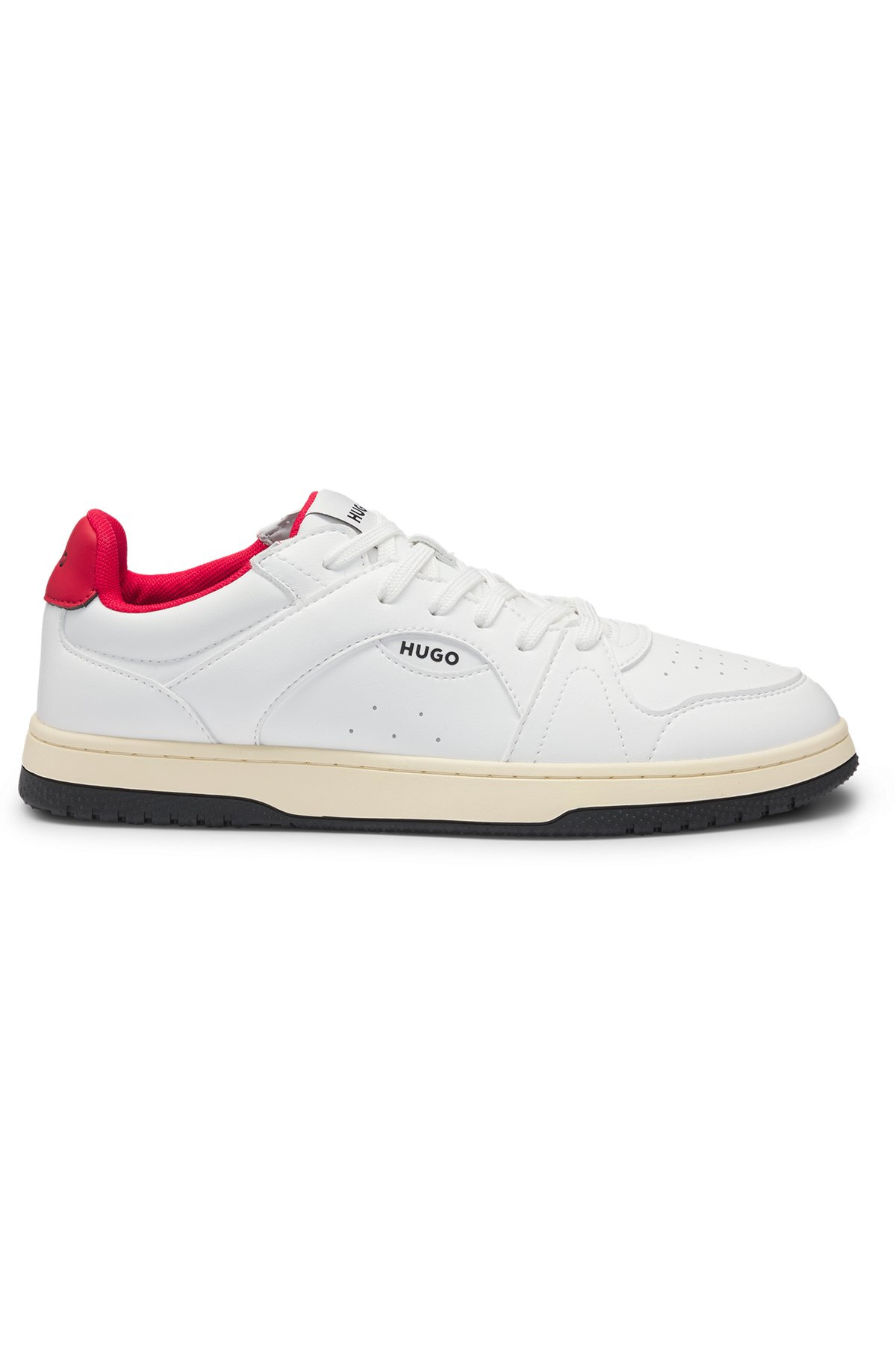 FAUX-LEATHER LACE-UP TRAINERS WITH LOGO DETAILS - 1