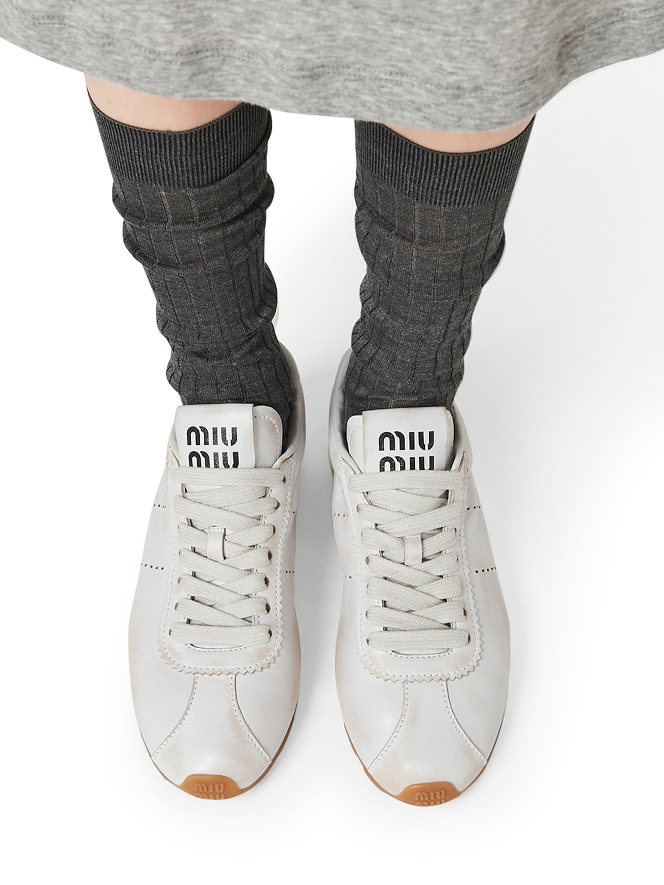 【MIU MIU】PLUME SNEAKERS Miu Miu Plume Nappa Leather Sneakers | White | FARFETCH