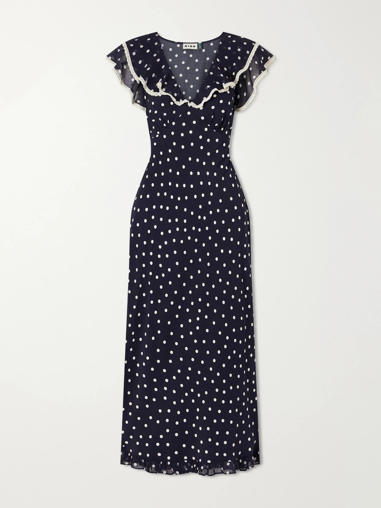 Bethea Crochet-trimmed Polka-dot Crepe Midi Dress - 1