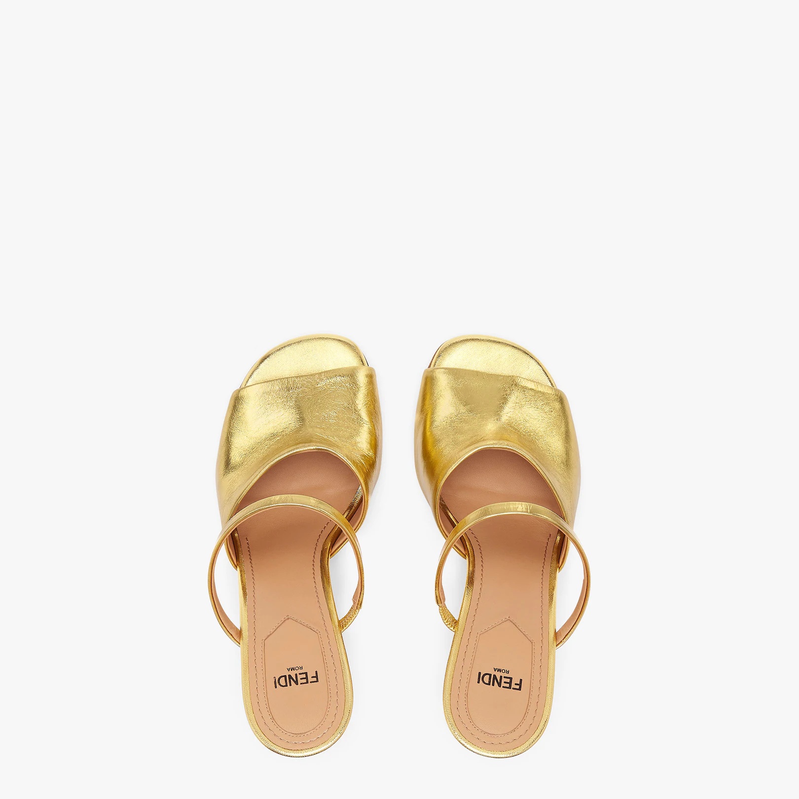 Gold nappa leather high-heeled sandals - 4