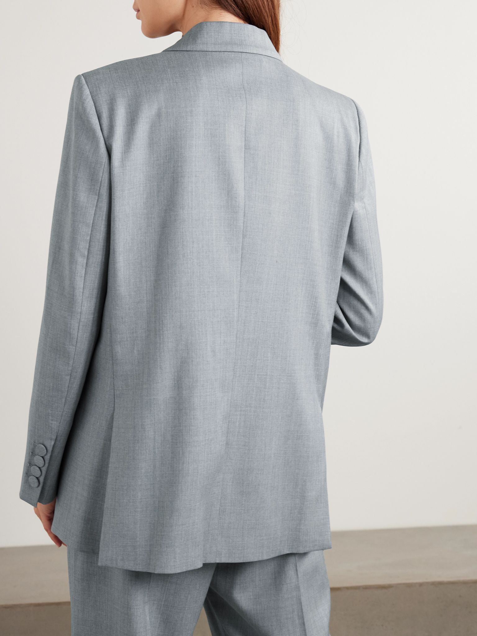 Everynight double-breasted wool-twill blazer Light gray - 3