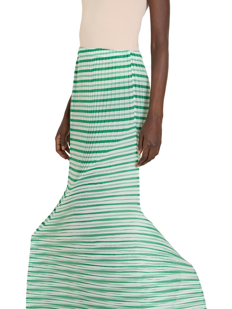 Women's Generic Stripes Machine Pleats Maxi Skirt - Green Hued 6
