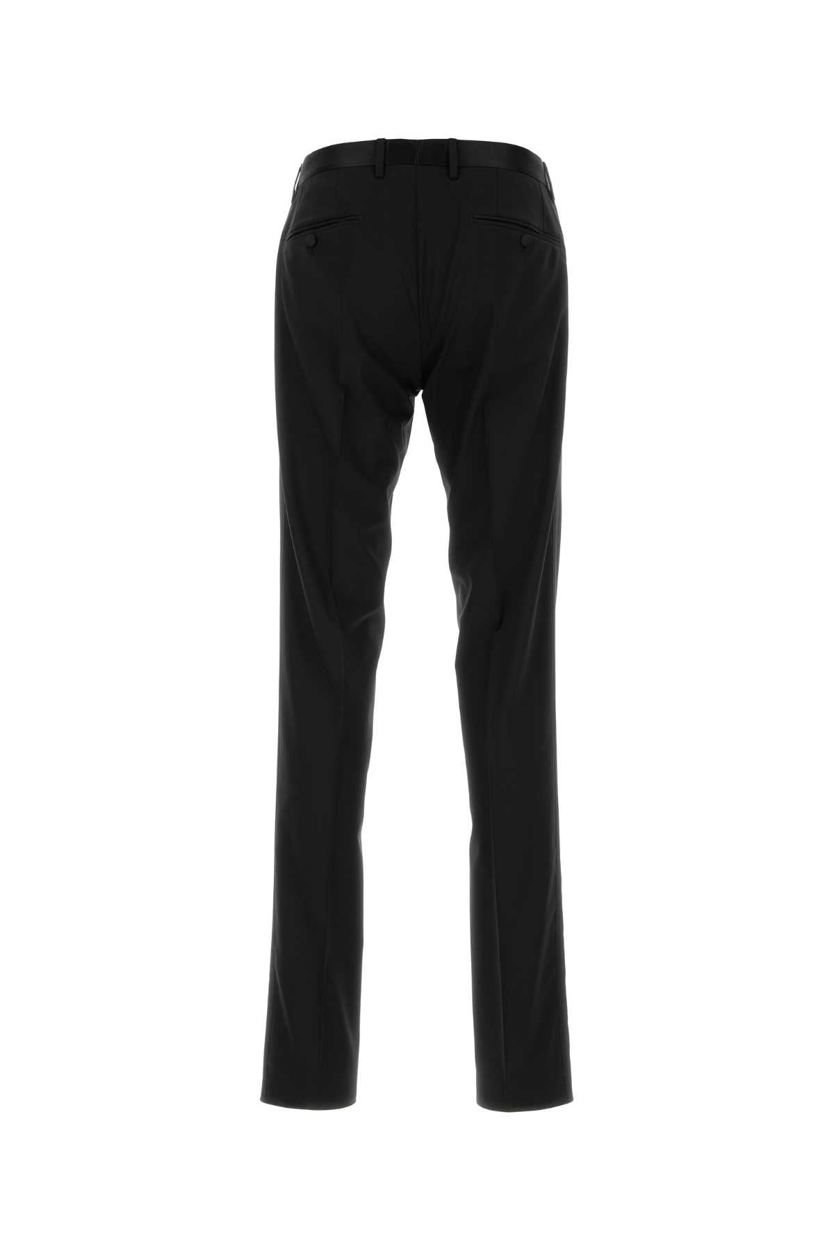 Dolce & Gabbana Men Black Stretch Wool Blend Pant - 2