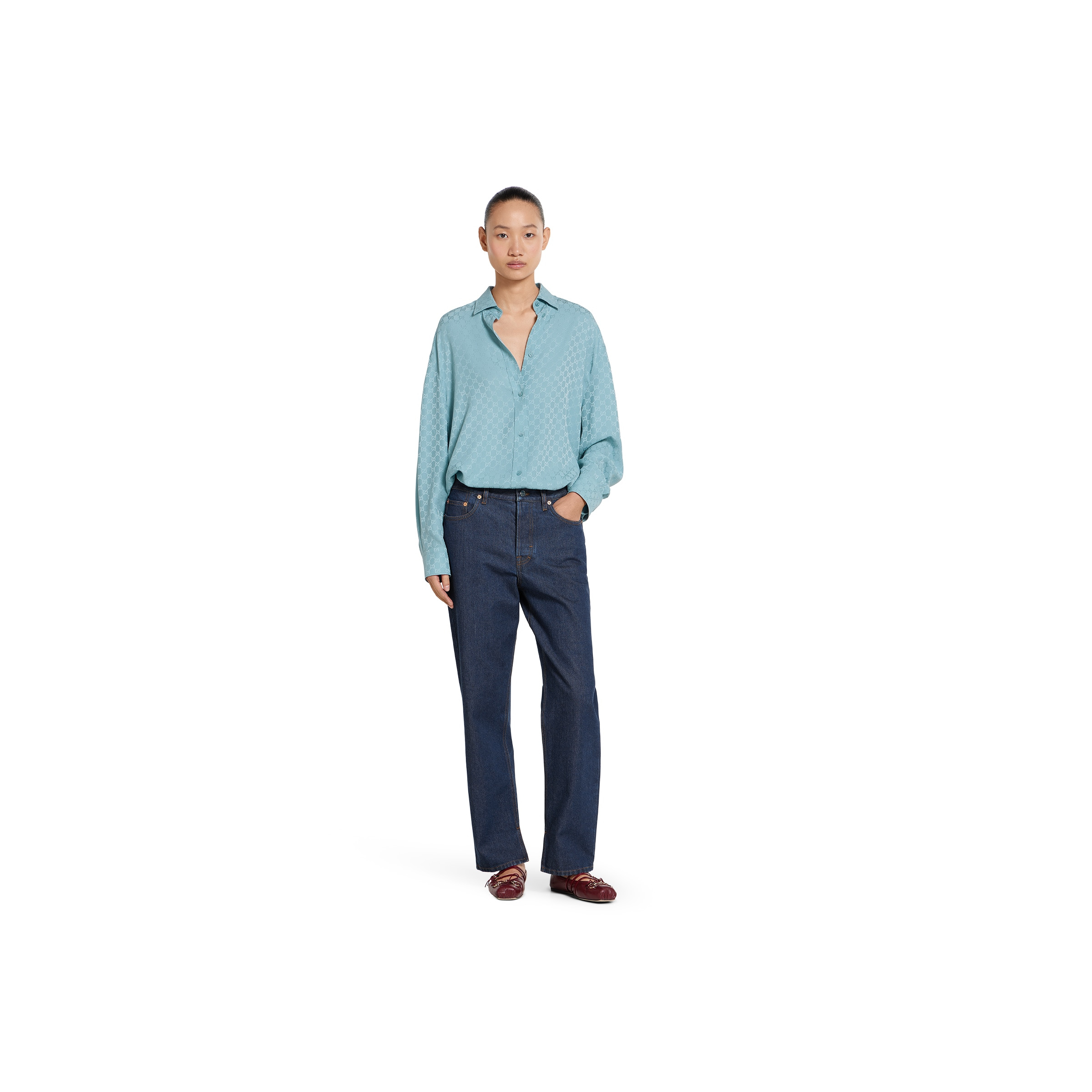 GG silk jacquard oversize shirt - 2