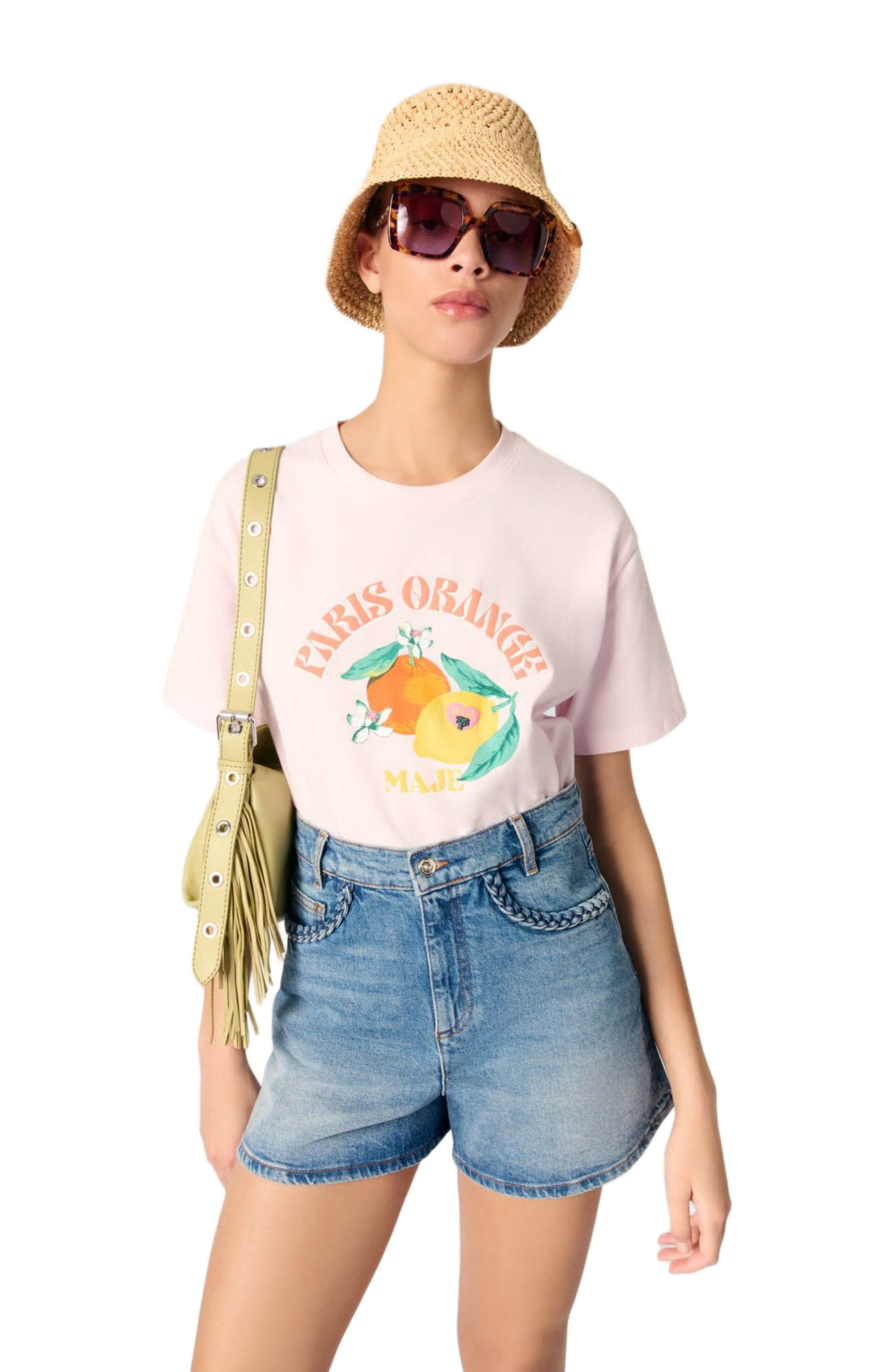 maje Printed T-shirt in Pale Pink at Nordstrom - 4