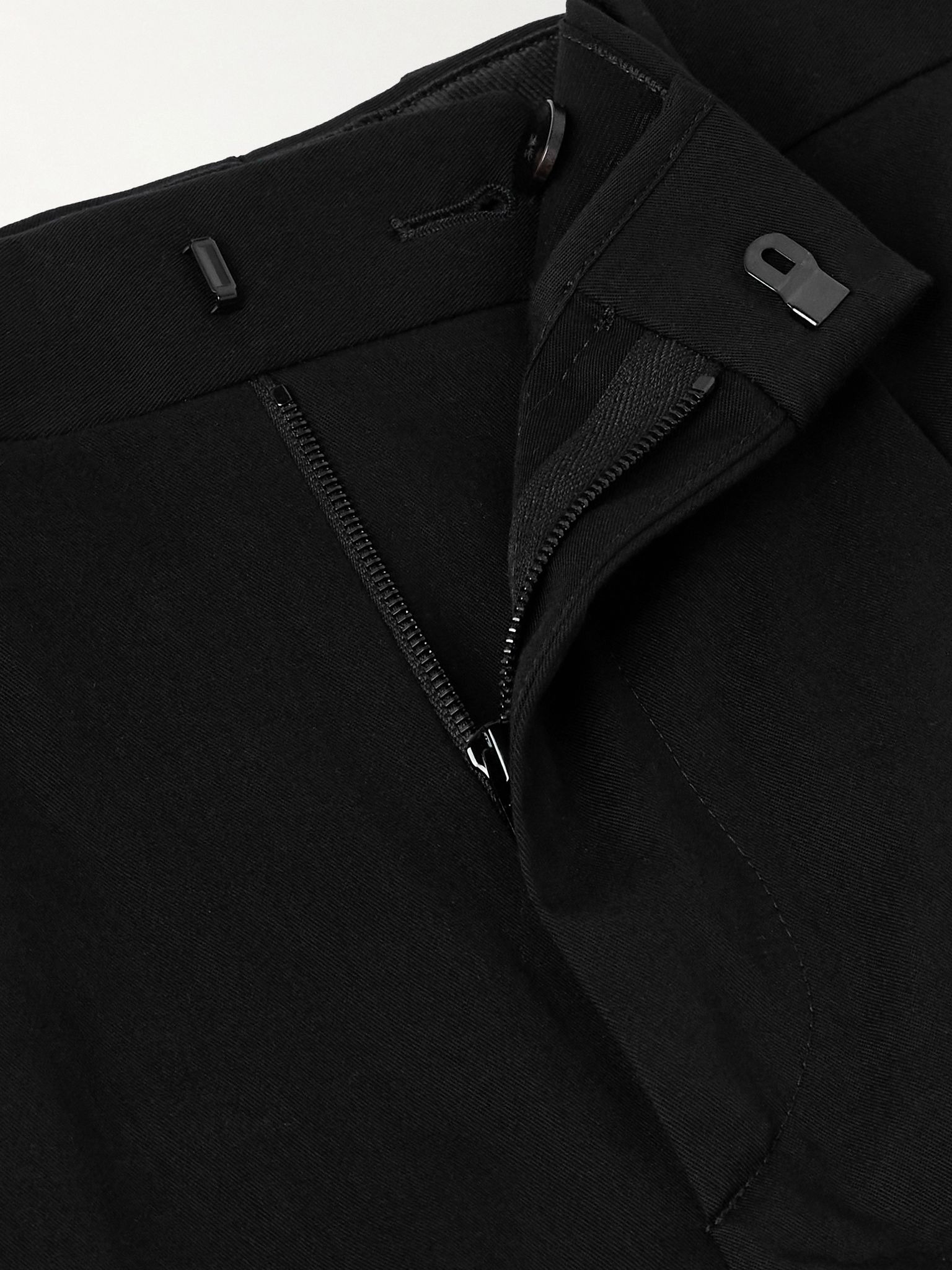 Straight-Leg Pleated Cotton-Twill Trousers Black - 6