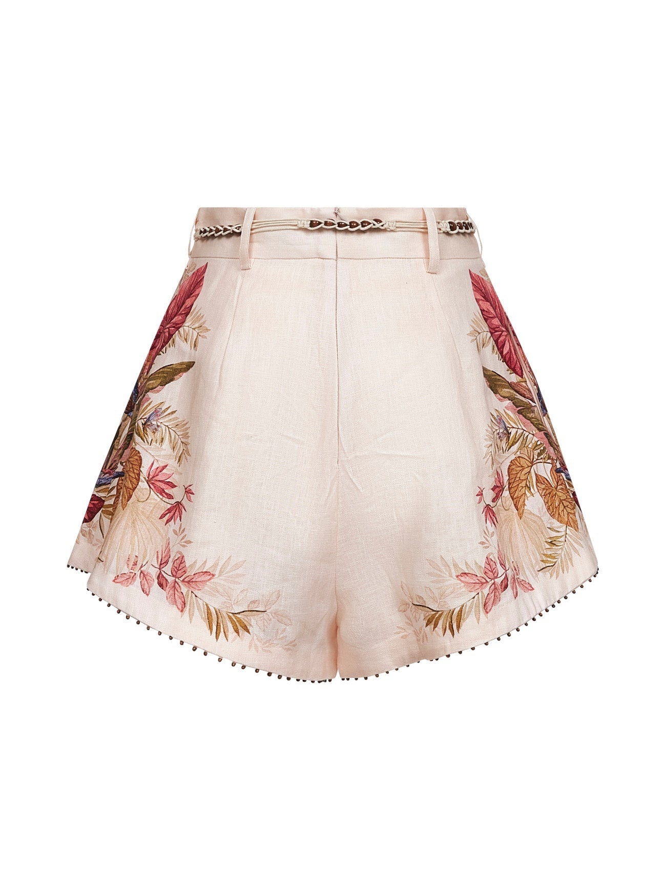 Cream Palm Floral print linen Ascension shorts - 2