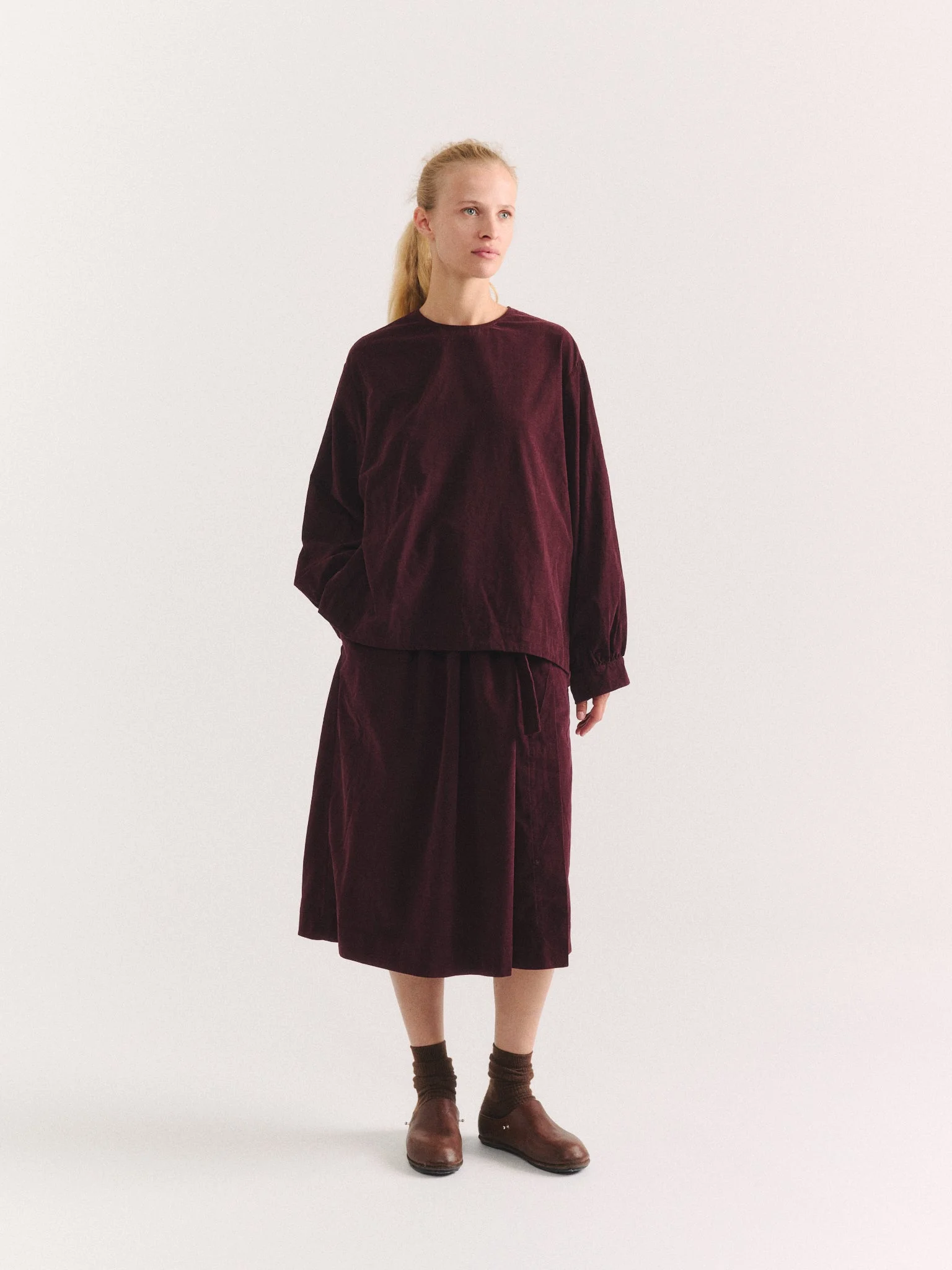 ROSE SKIRT - PIN CORD - BURGUNDY - 1