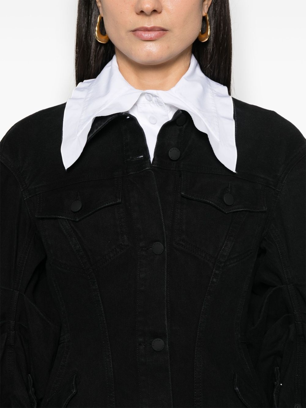 sculpted denim coat - 5