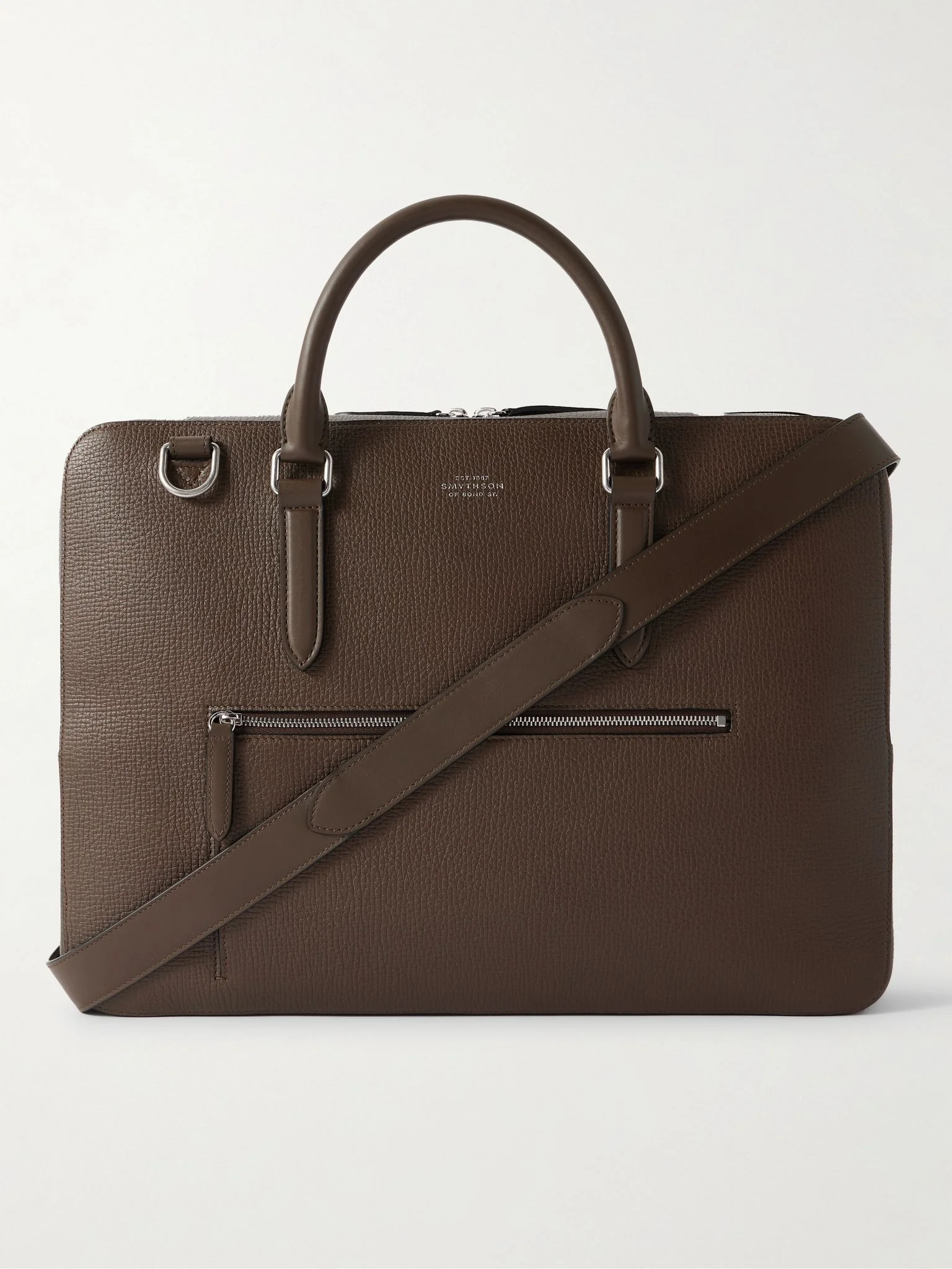 Full-Grain Leather Briefcase Green - 1