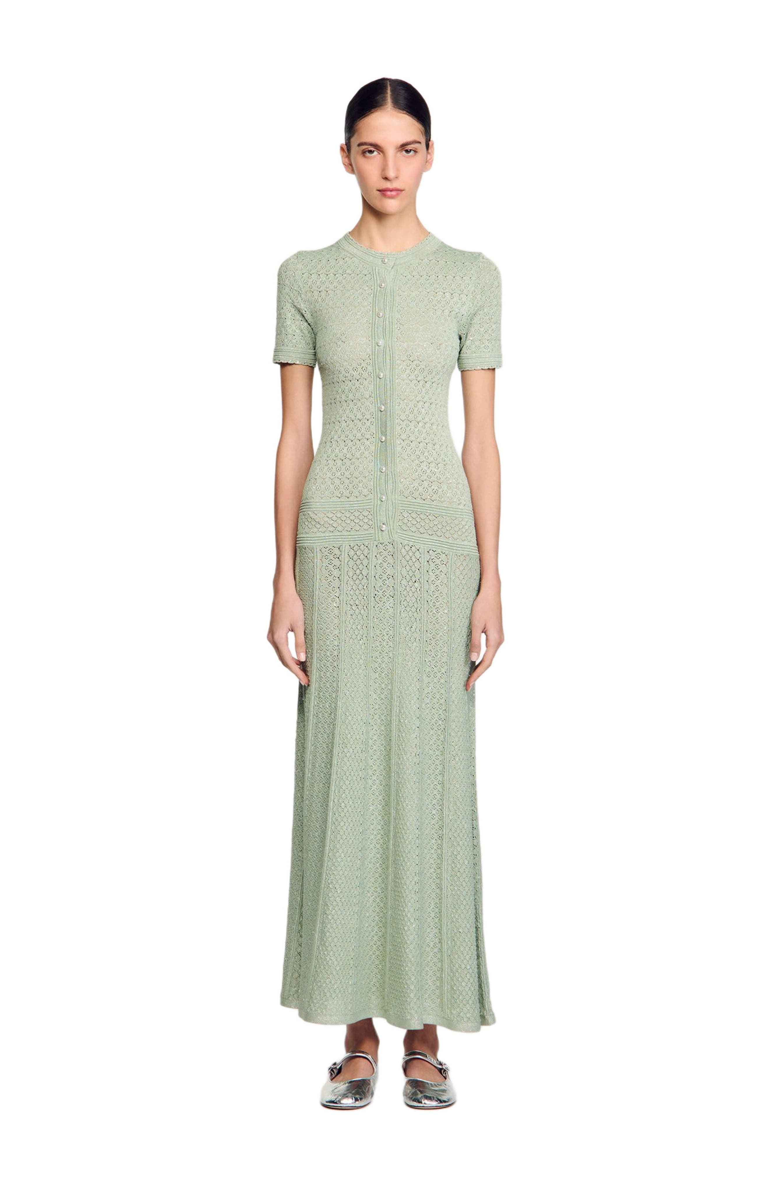 SANDRO Knit maxi dress in Almond Green at Nordstrom - 6