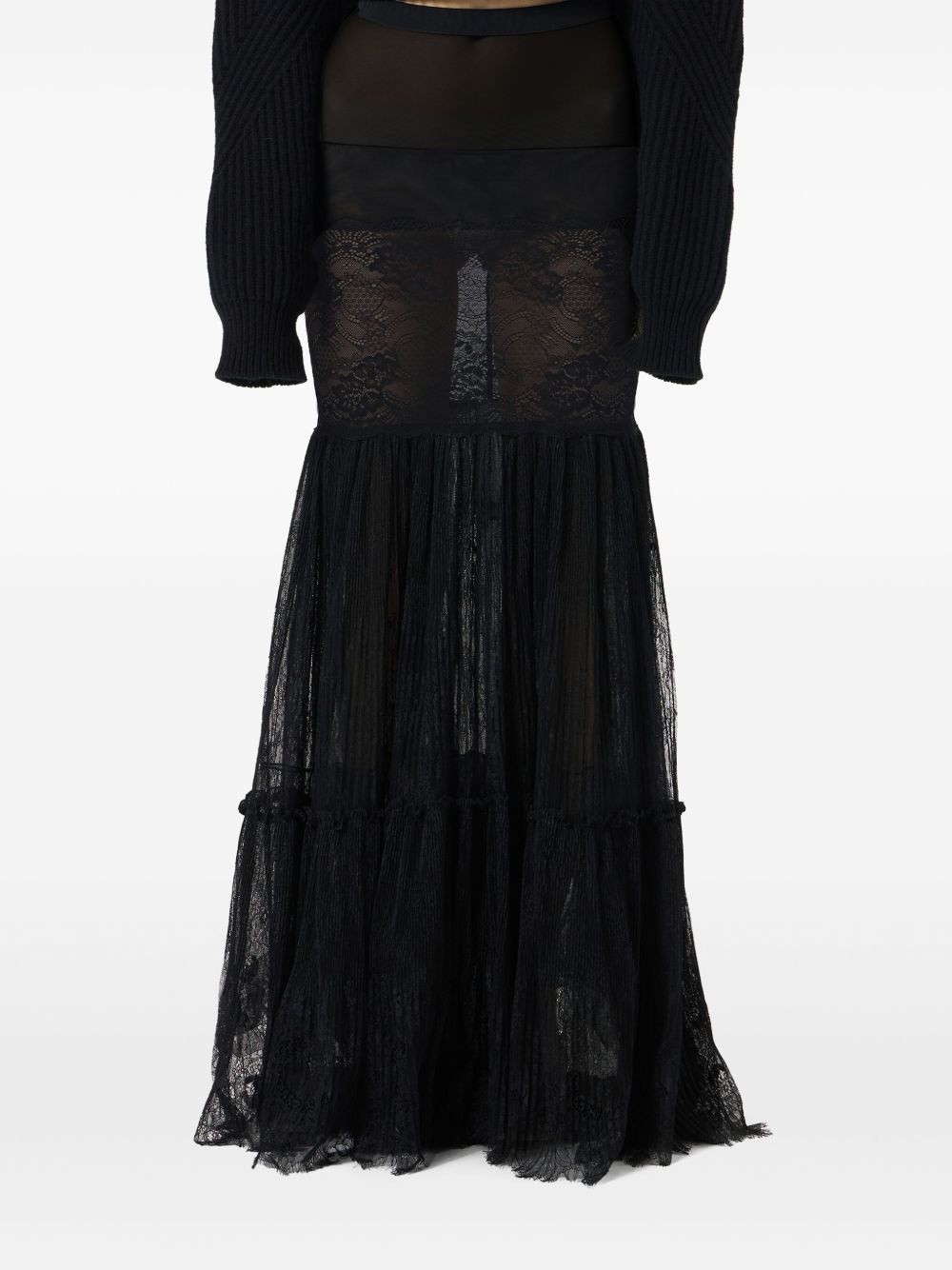 see-through rébrodé-lace maxi skirt - 2