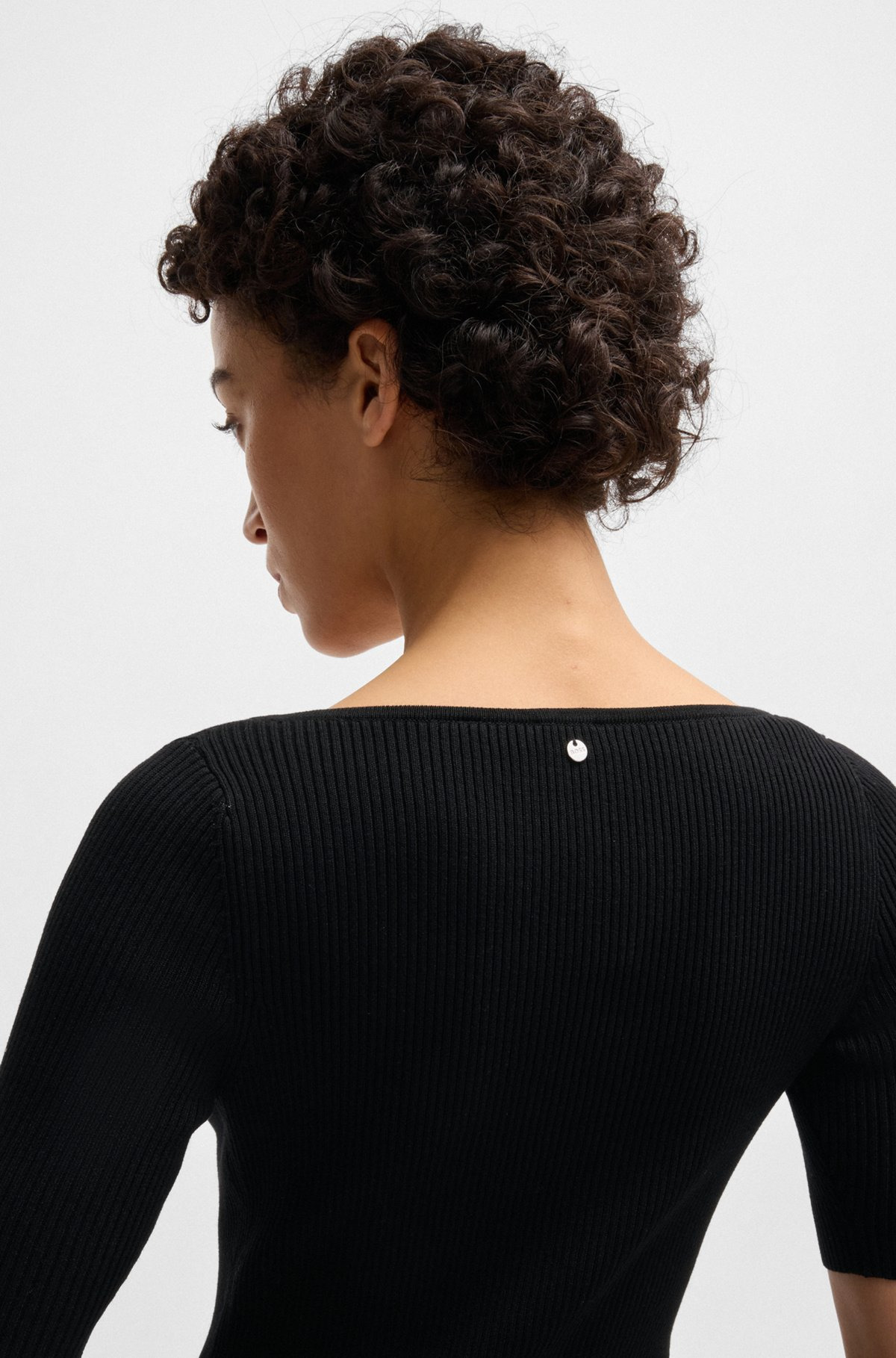 KNITTED DRESS WITH V NECKLINE IN STRETCH YARNS - 6