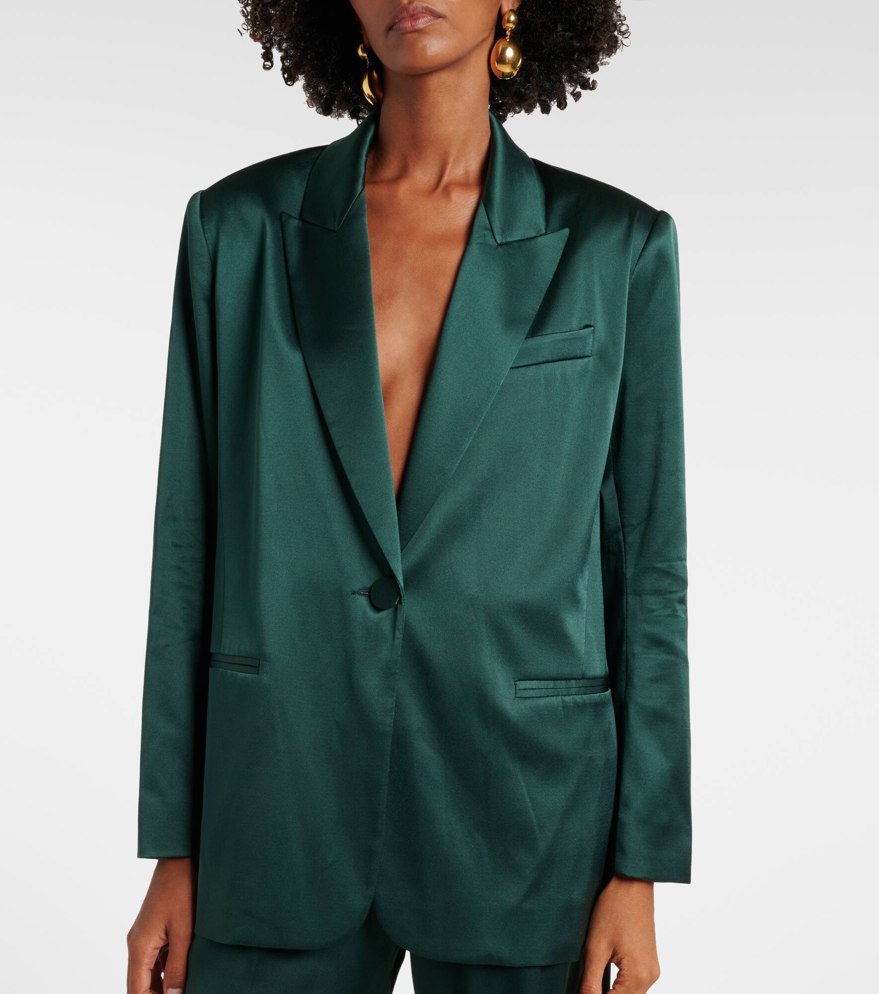 Silk satin blazer - 6