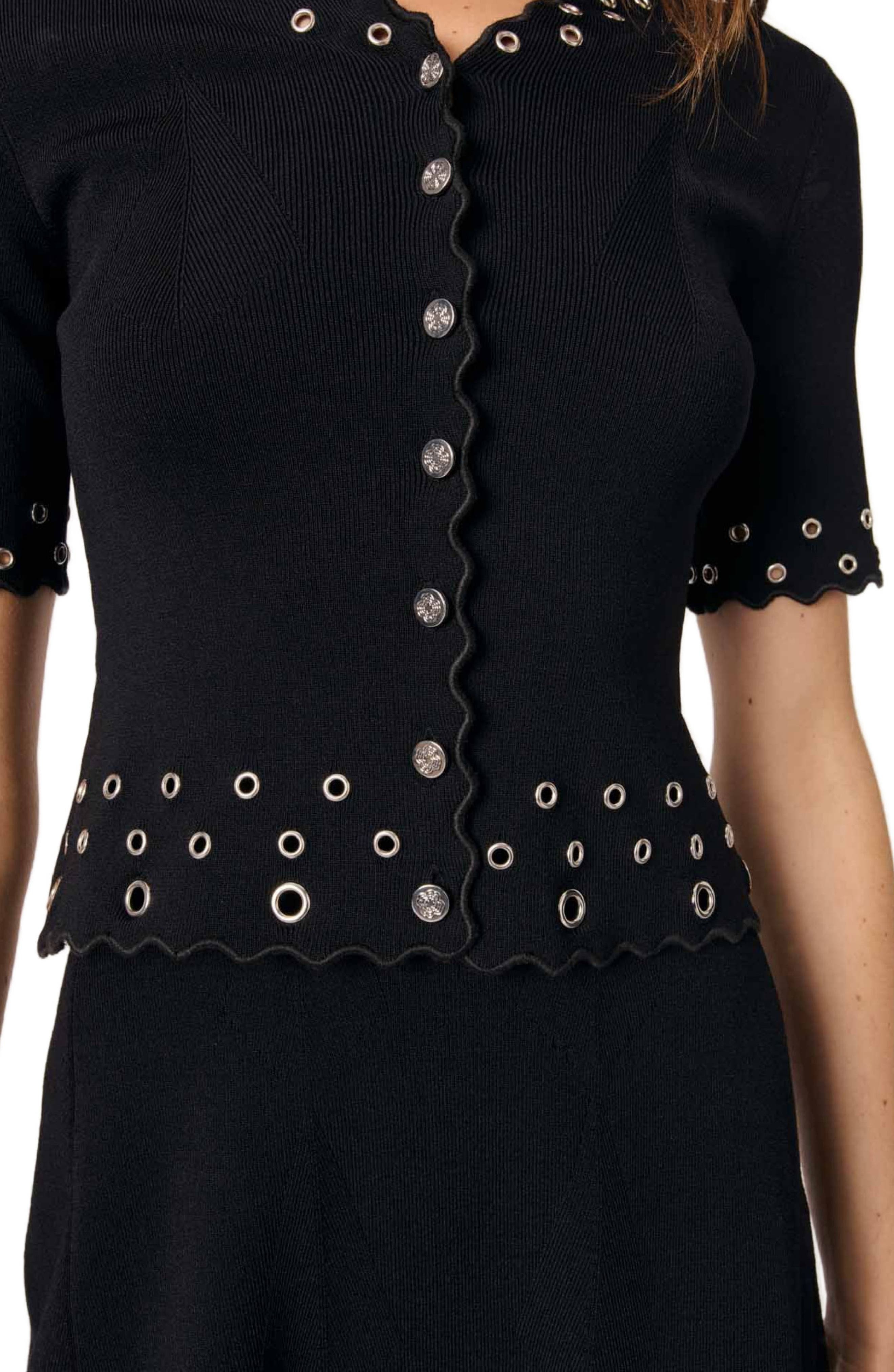 maje Cropped cardigan with eyelets in Black at Nordstrom - 5
