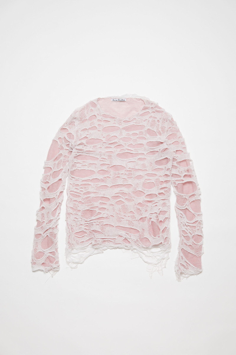 Layered knitted top - Light pink/white 6
