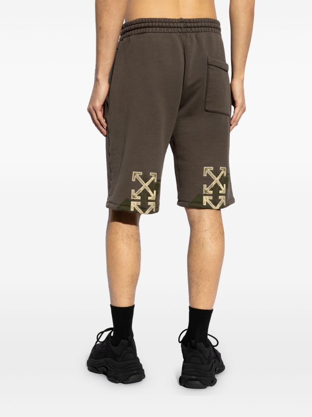 arrow-print cotton track shorts - 4