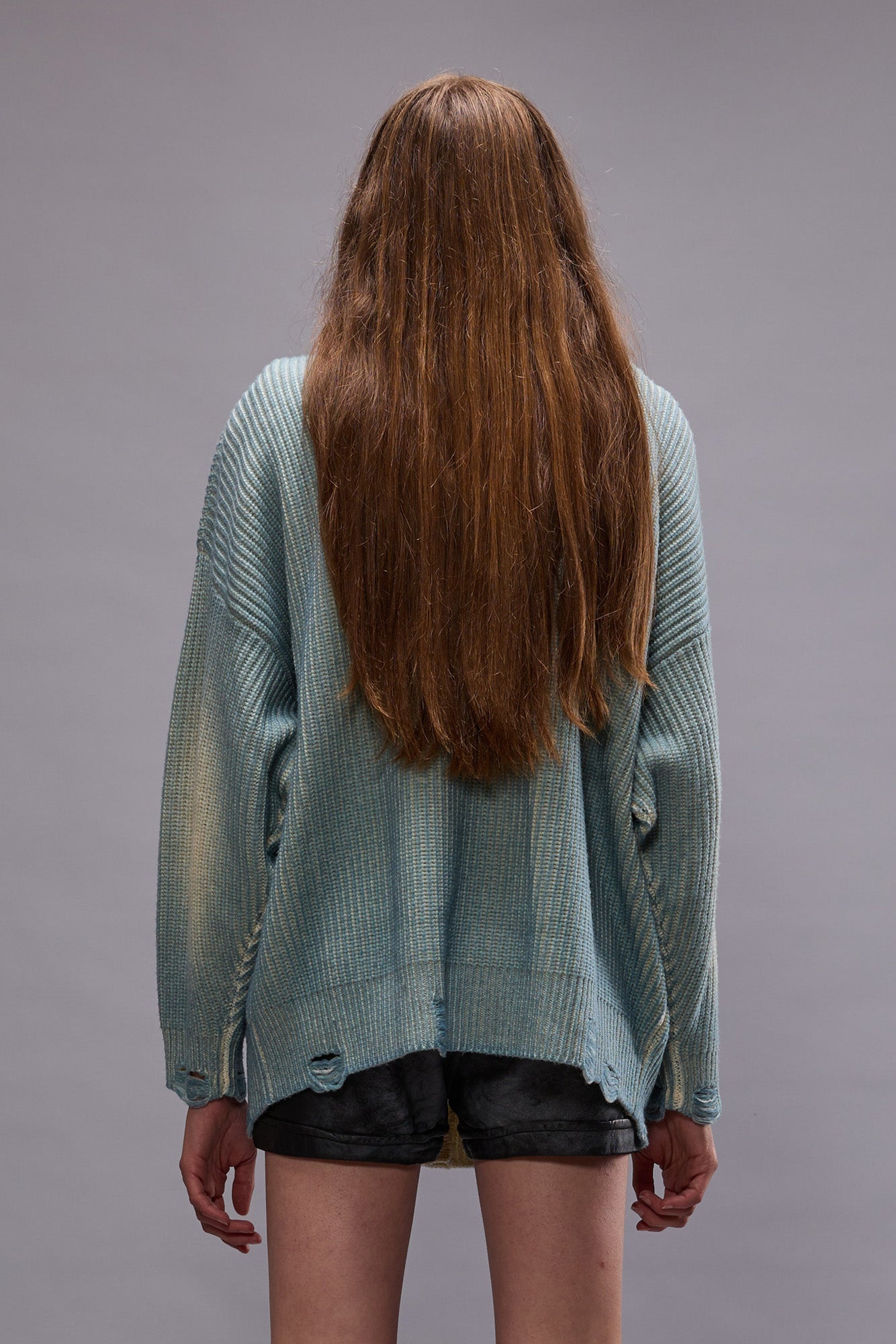 OVERSIZED CARDIGAN - LIGHT SKY BLUE - 3