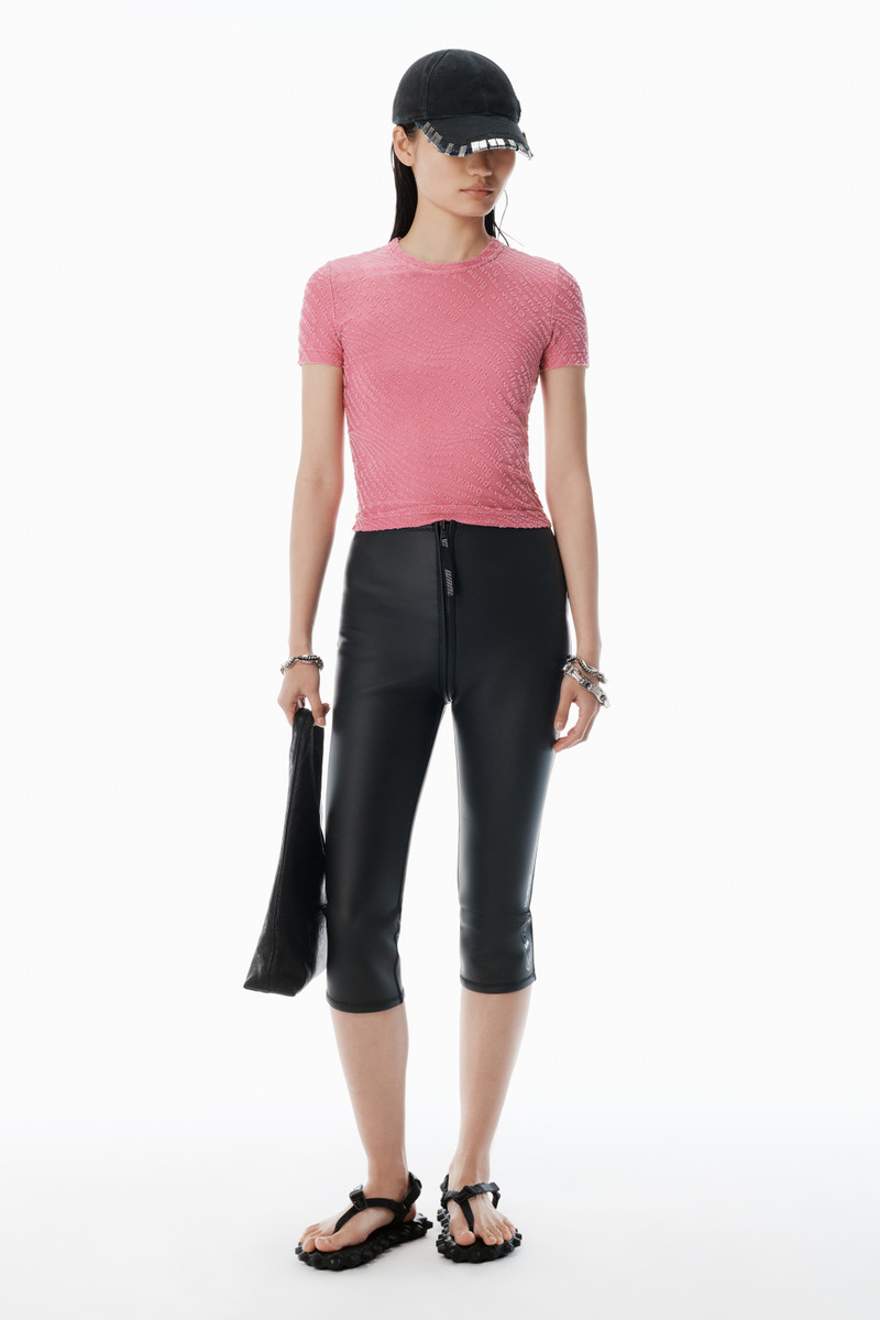 Alexander Wang pink logo jacquard shrunken baby tee outlook