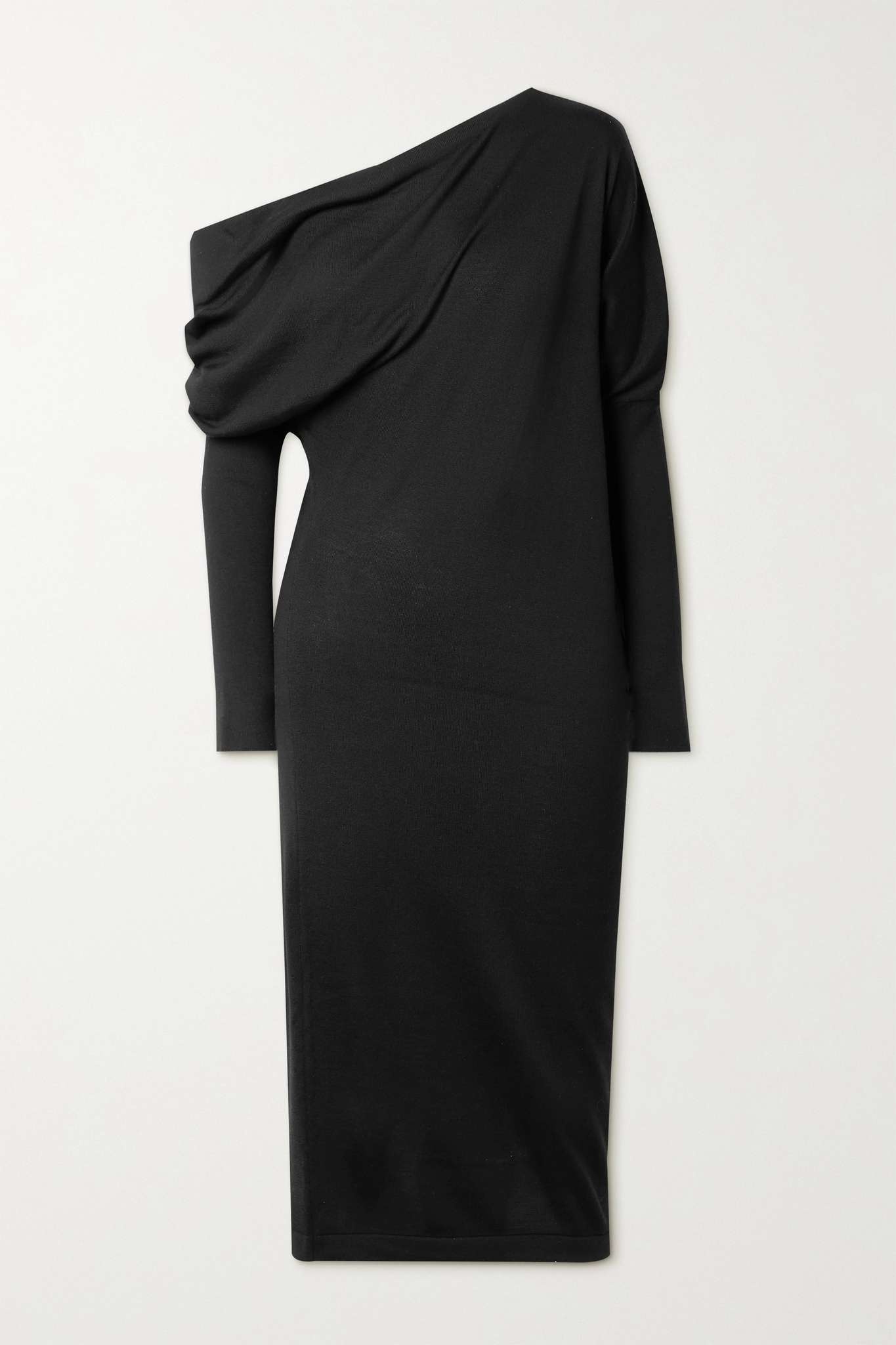 One-shoulder cashmere and silk-blend dress - 1