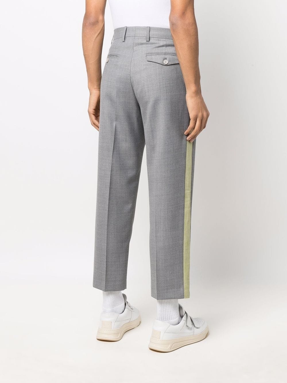 side-stripe linen trousers - 4