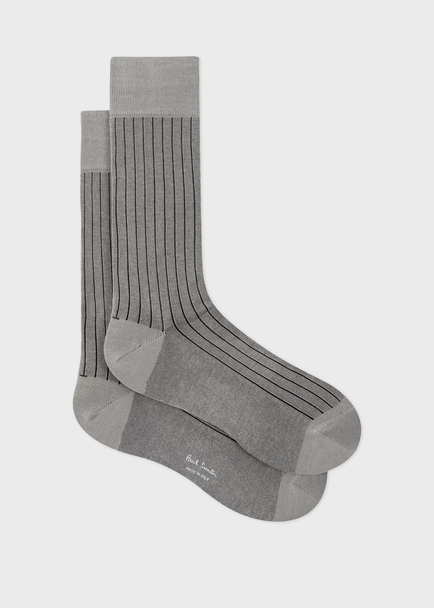 Grey Ribbed Cotton-Blend Socks - 1