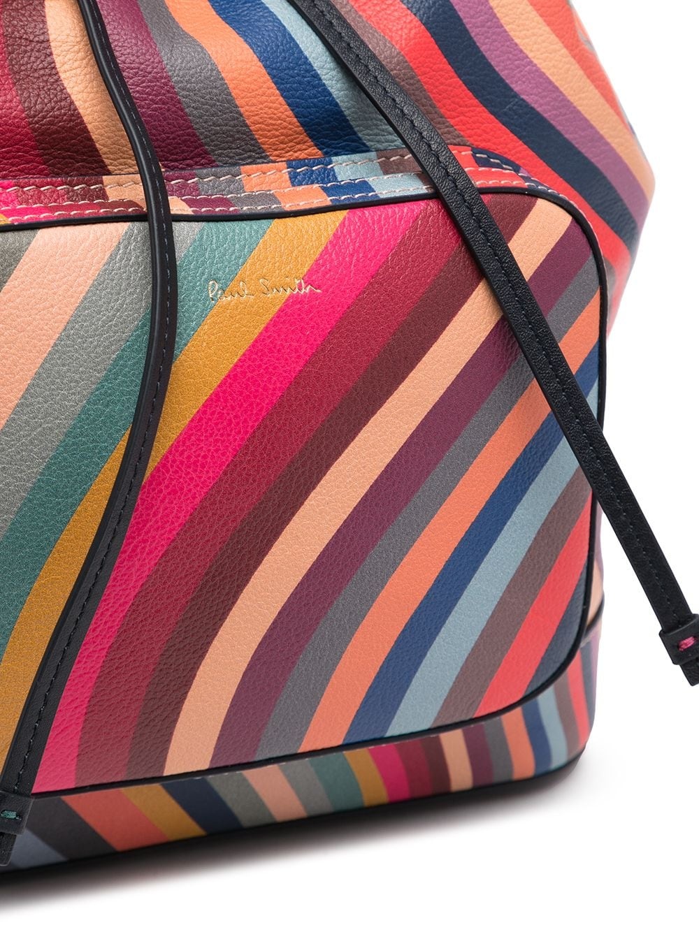 striped leather backpack - 4